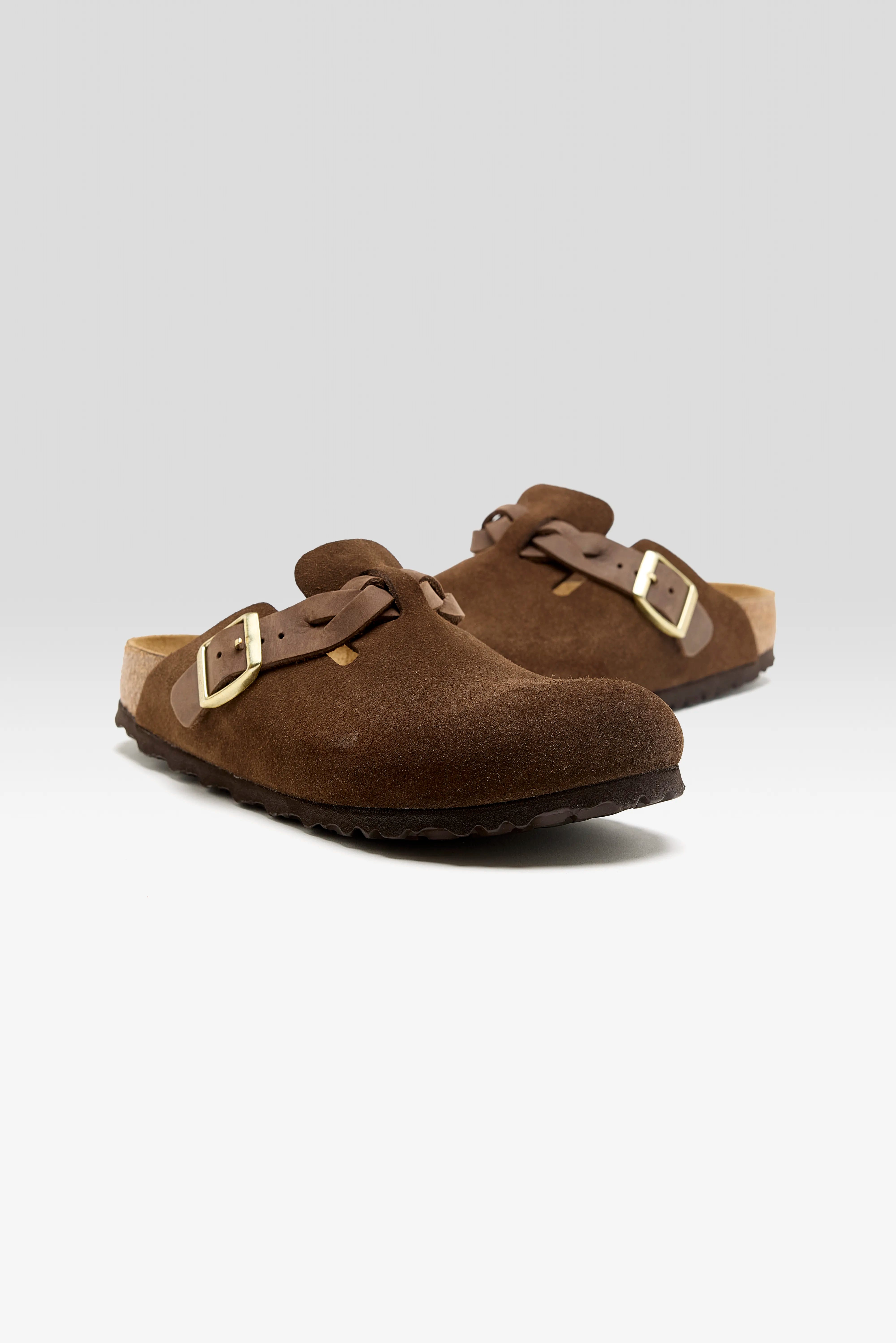 Boston Gevlochten Suède voor Dames (261 / W / DARK BROWN)