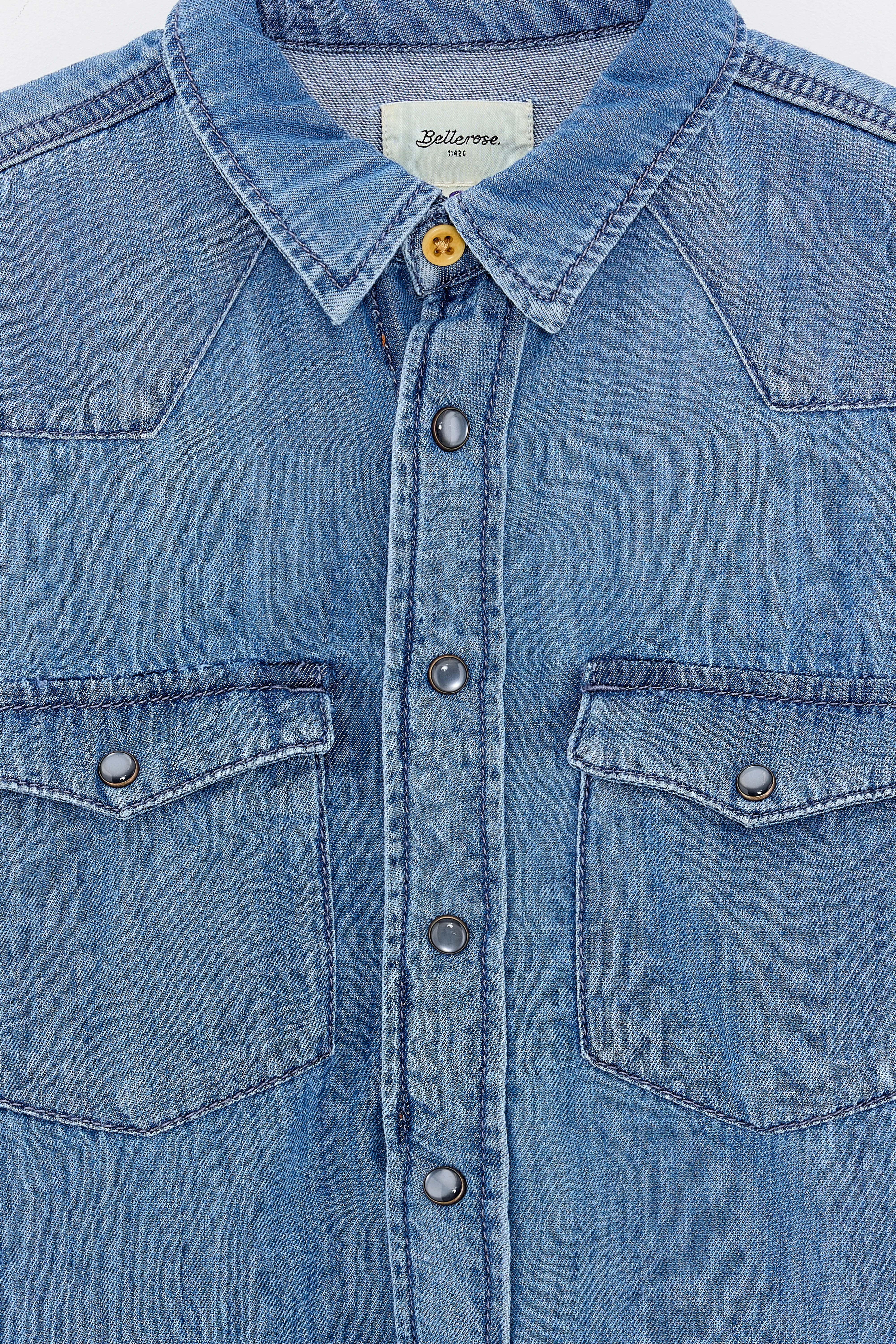 Peio blauw denim western hemd (242 / B / BLEACH)