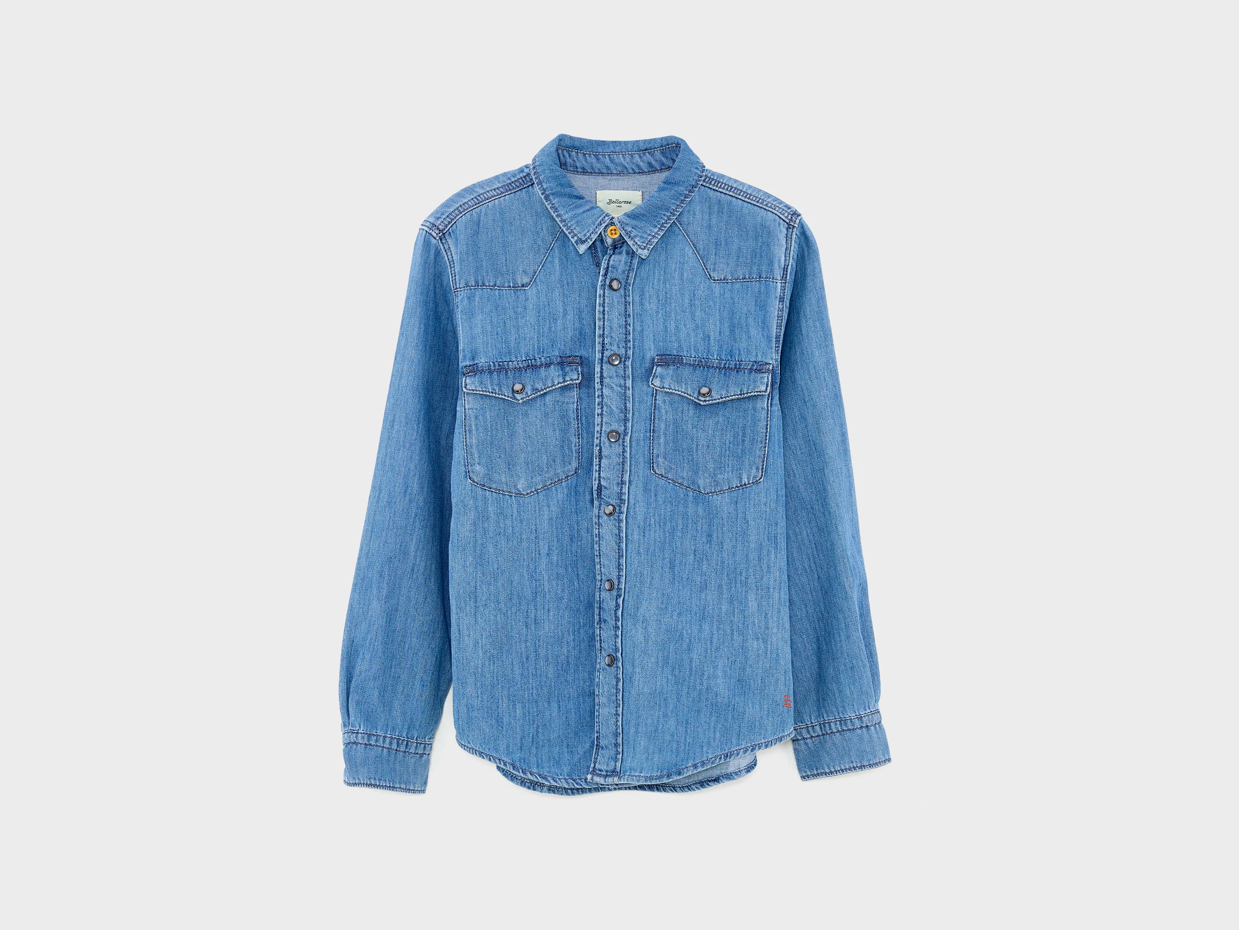 Peio blauw denim western hemd (242 / B / BLEACH)
