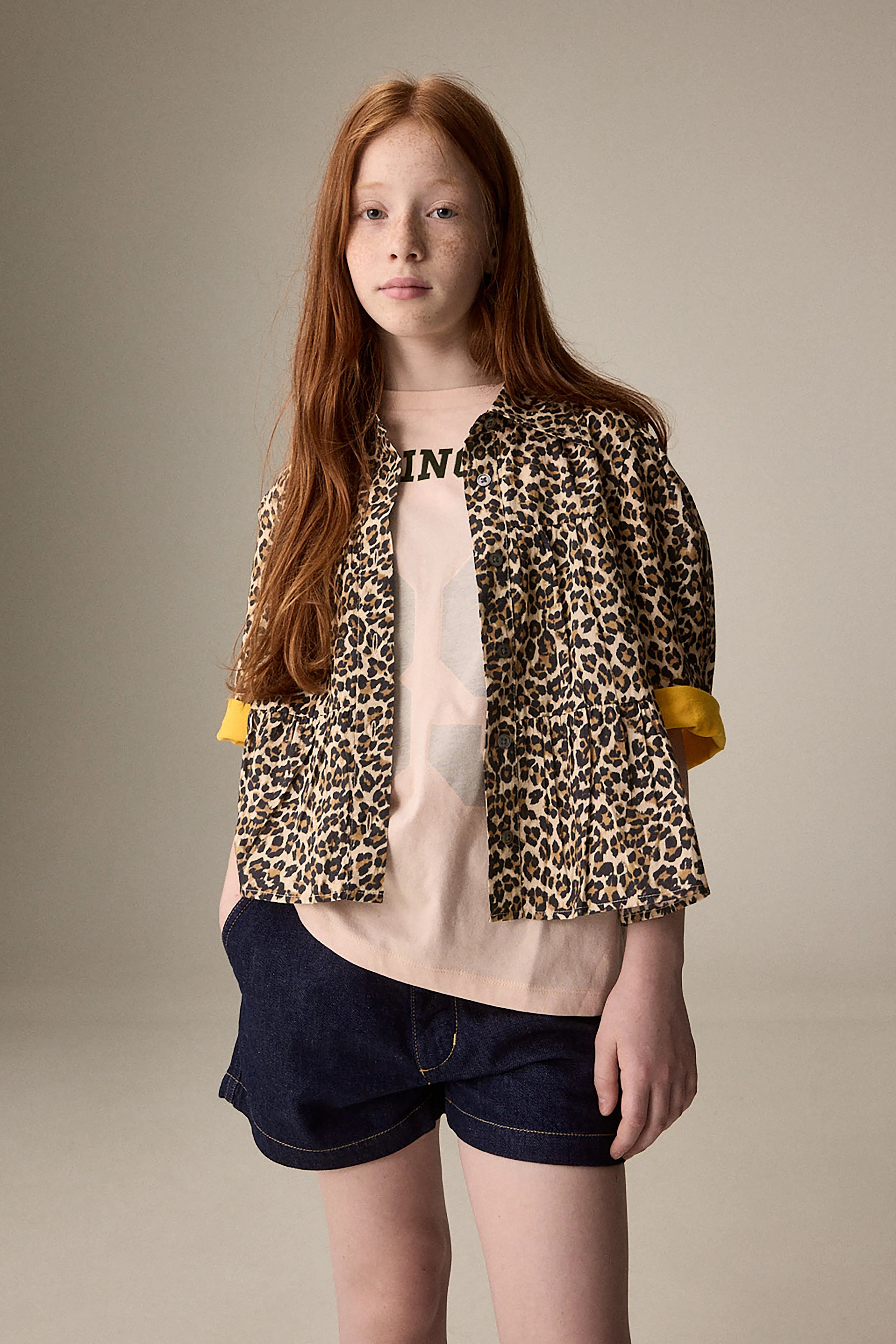 Helo Hemd Met Luipaardprint - Black sand / Toffee / Vanille Voor Meisjes | Bellerose