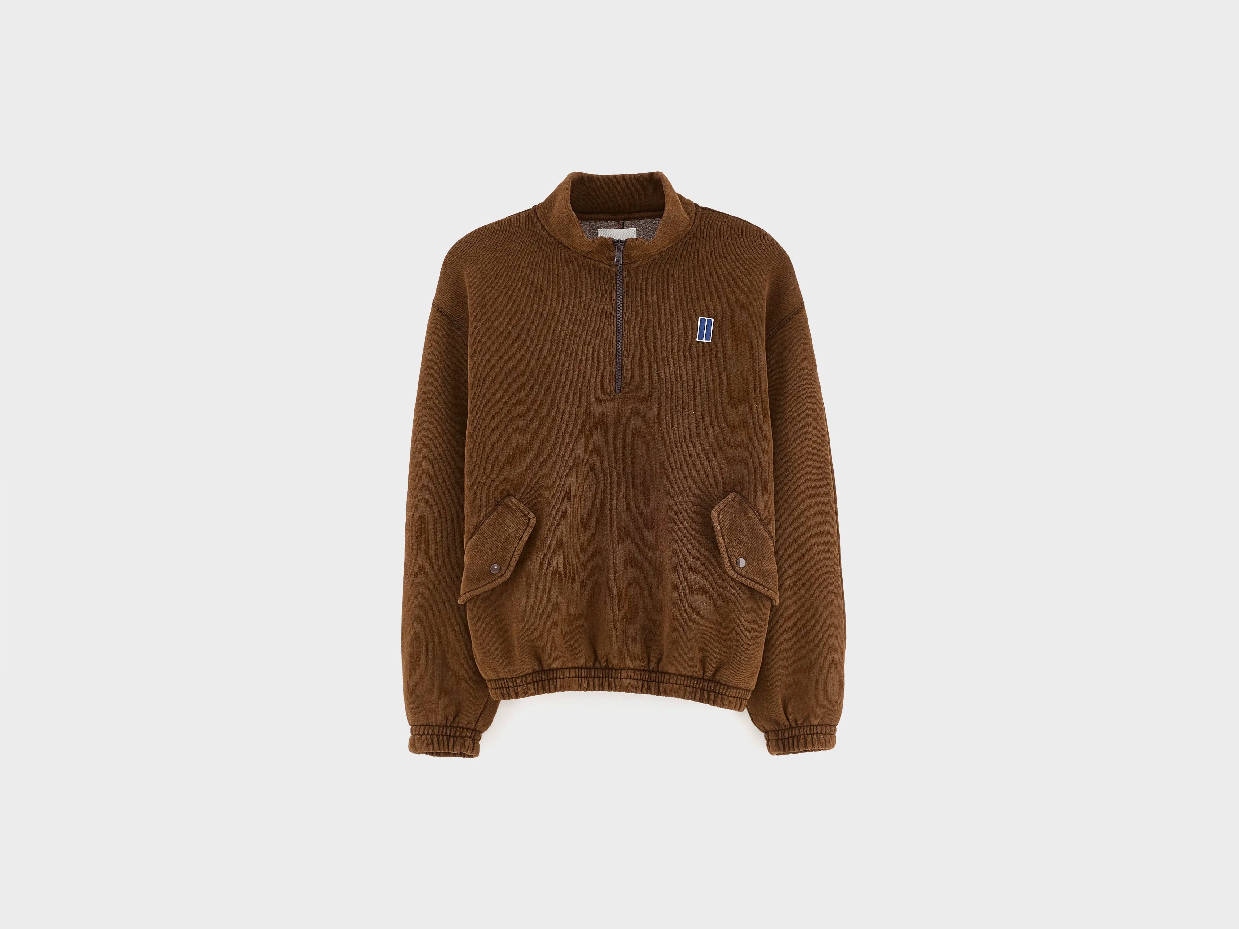 Fabrilo sweatshirt met ritskraag (262 / B / COFFEE)