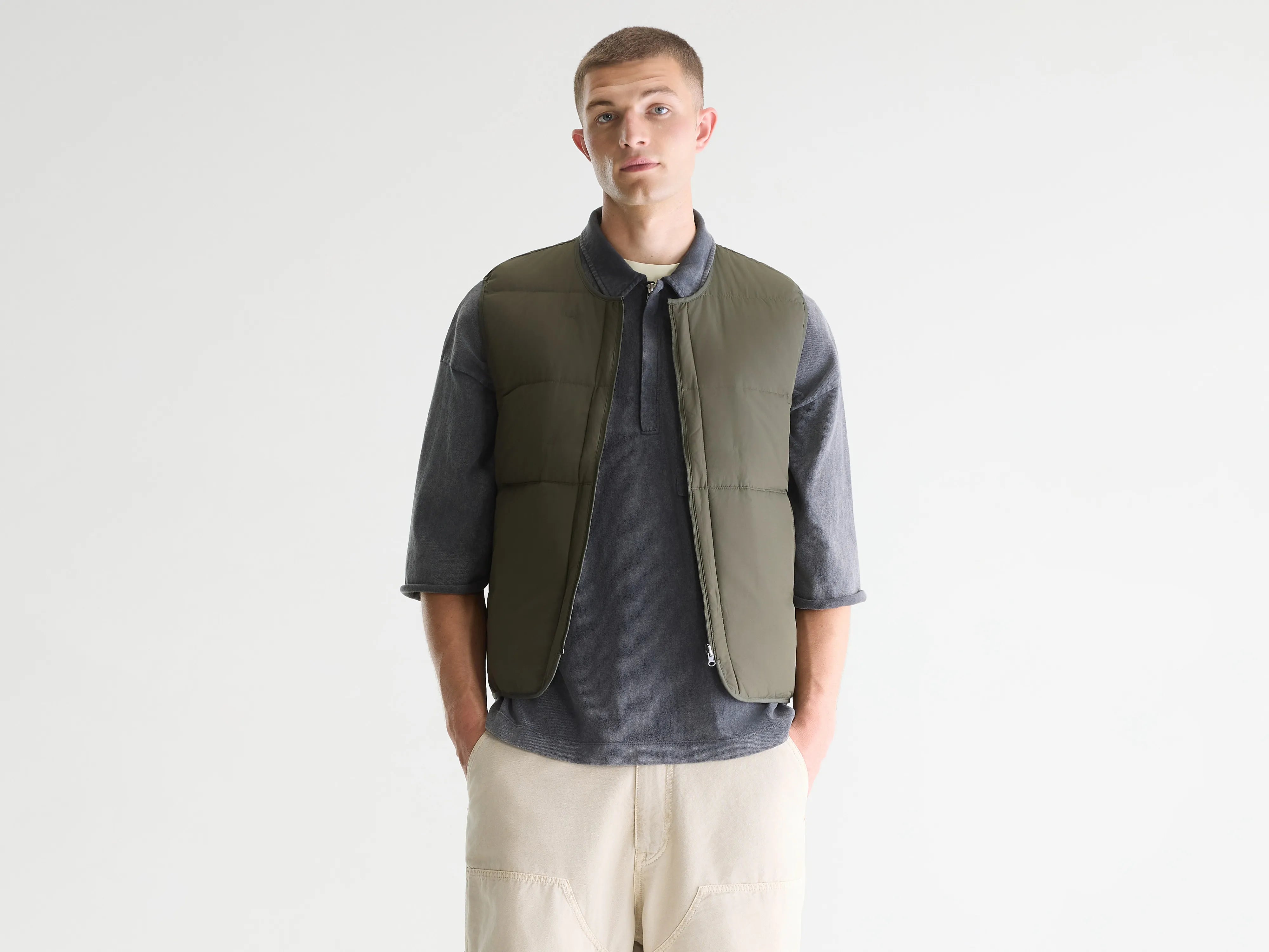 Hoch groene zip-up bodywarmer (251 / M / DARK OLIVE)