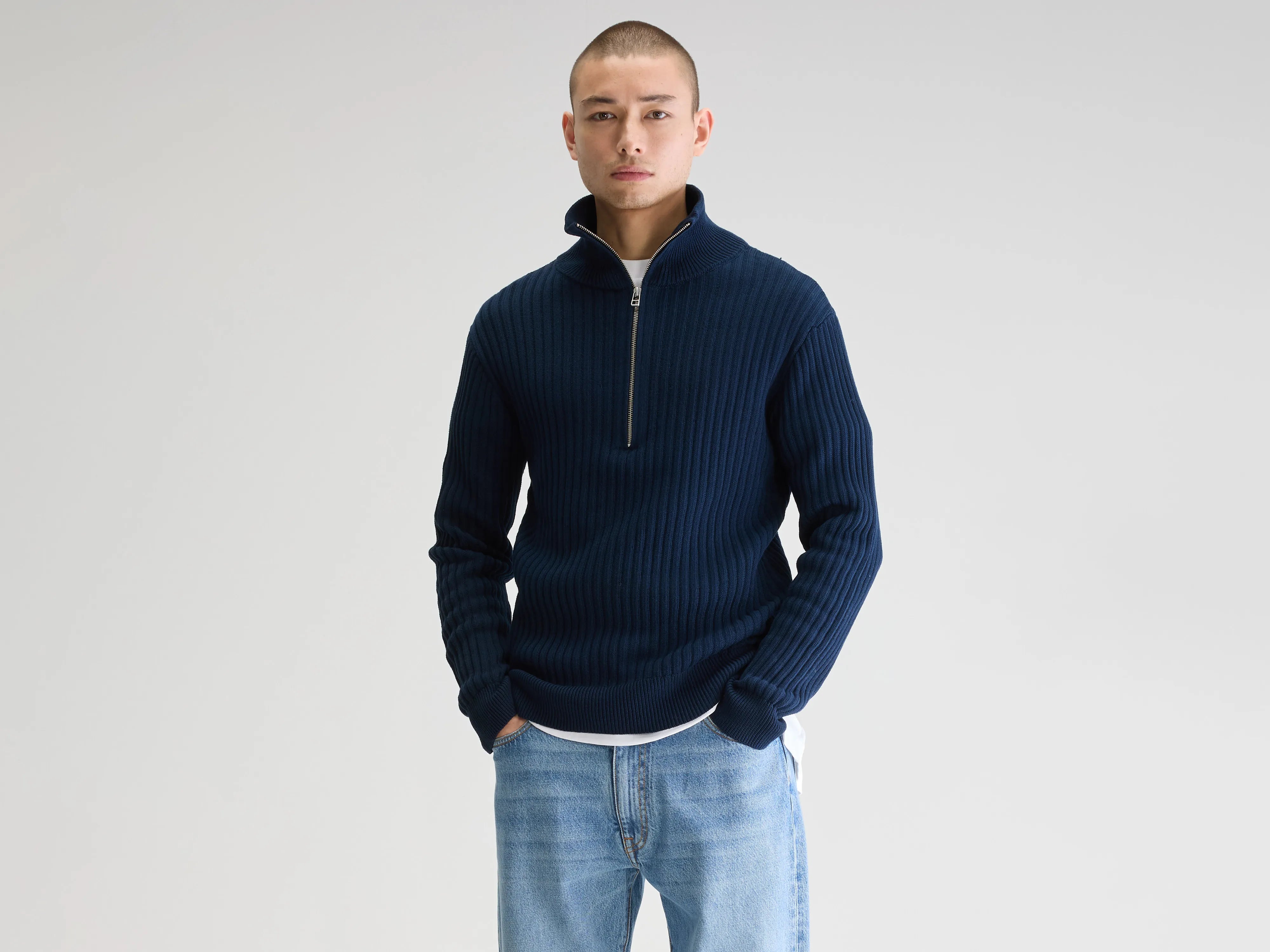 Asiz trui met halve rits (251 / M / NAVY)