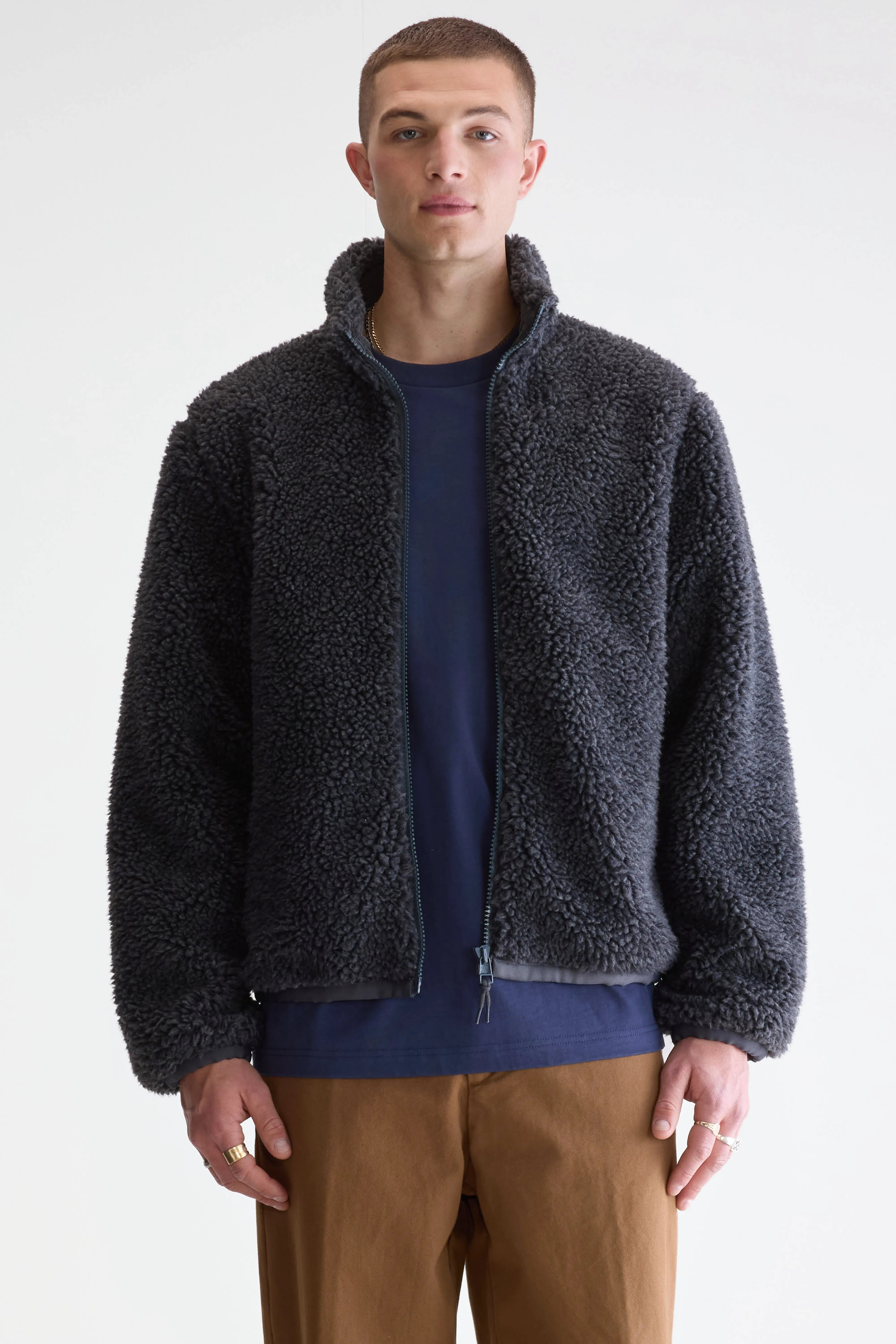 Jeremy zip-up teddy sweatshirt (252 / M / CHARCOAL)