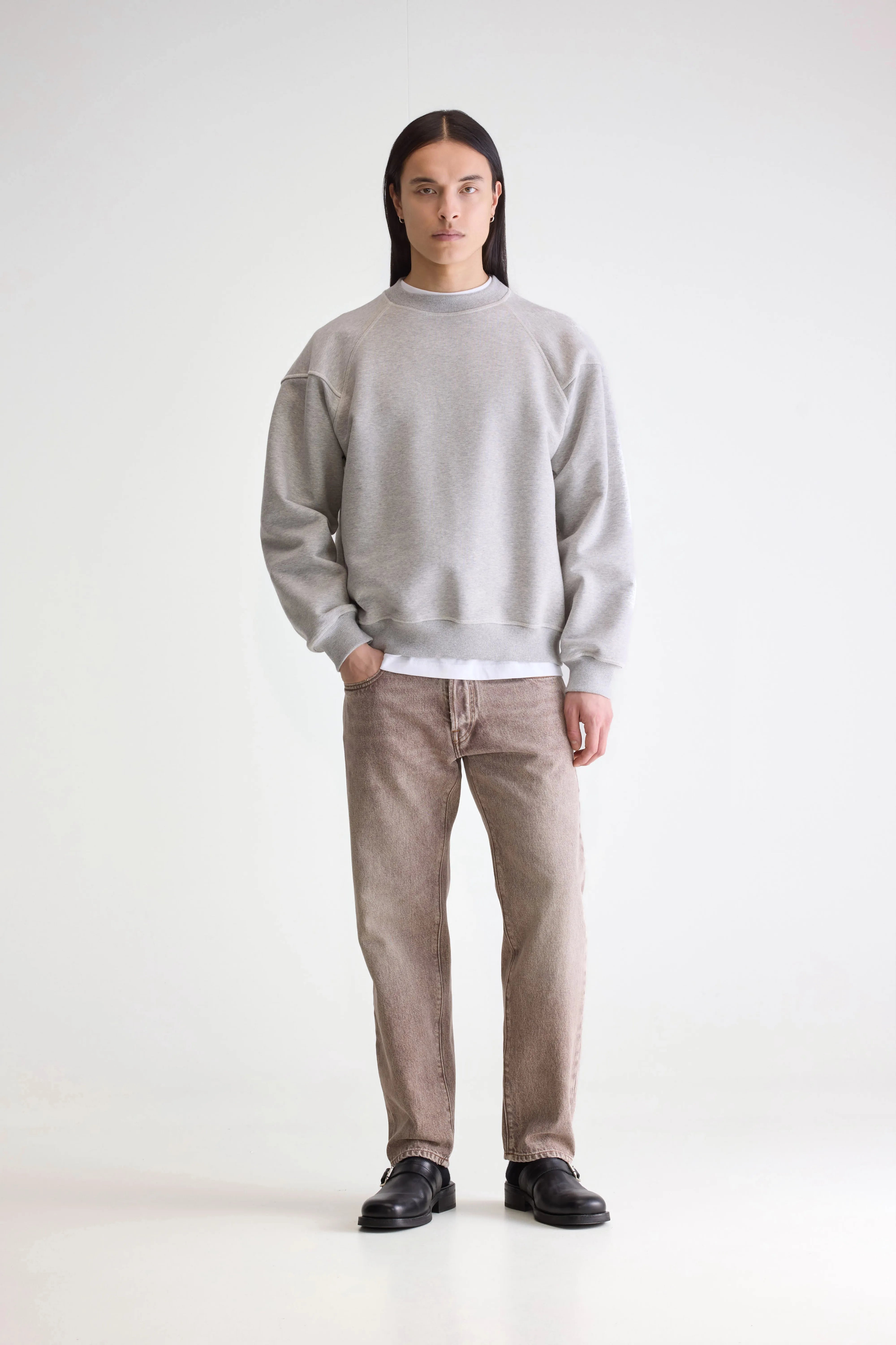 Sweatshirt à col rond Font (252 / M / H. GREY)