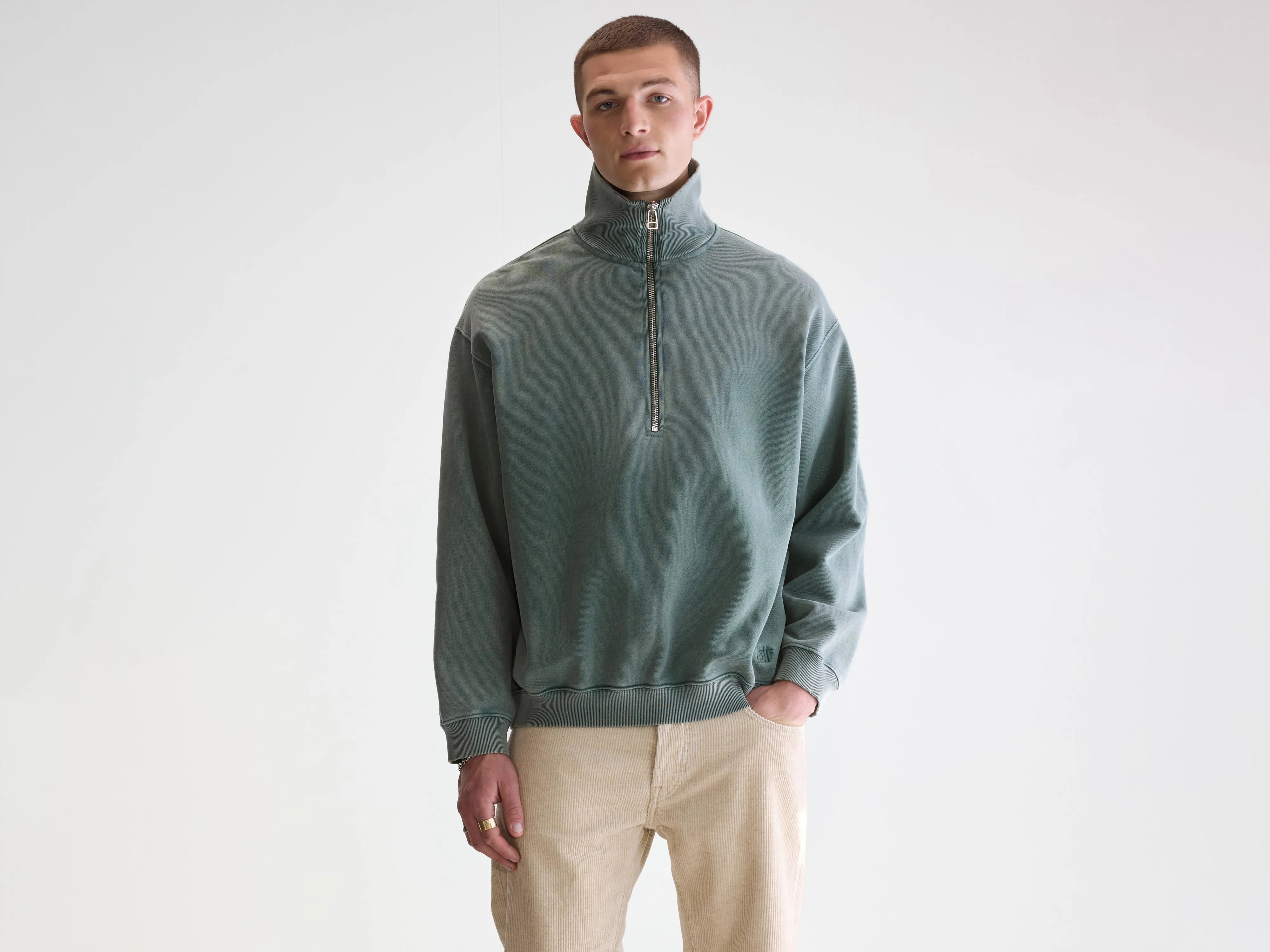 Sweatshirt col zippé Fabro (252 / M / BOTTLE)