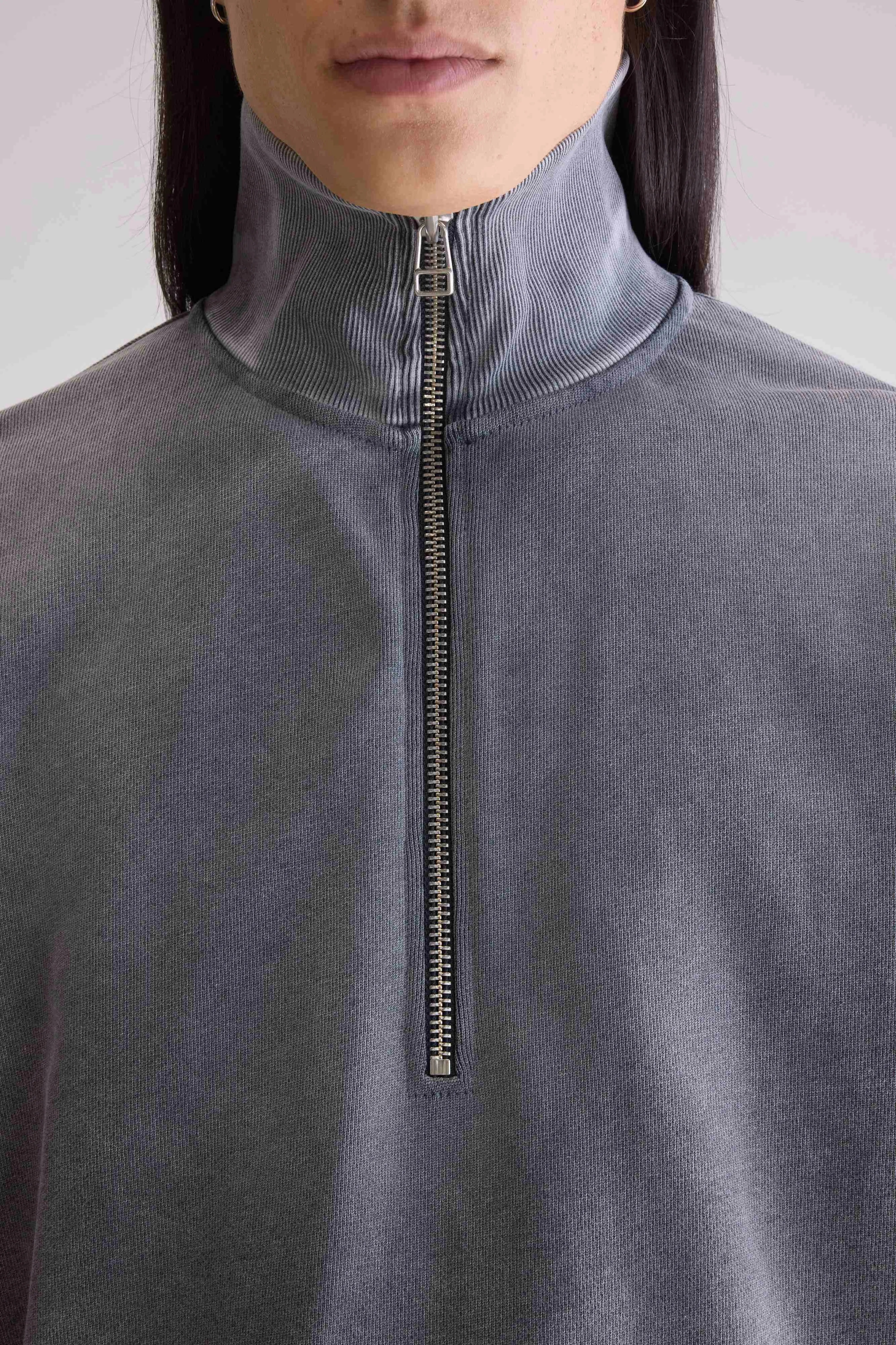 Sweatshirt col zippé Fabro (252 / M / BLACK BLUE)