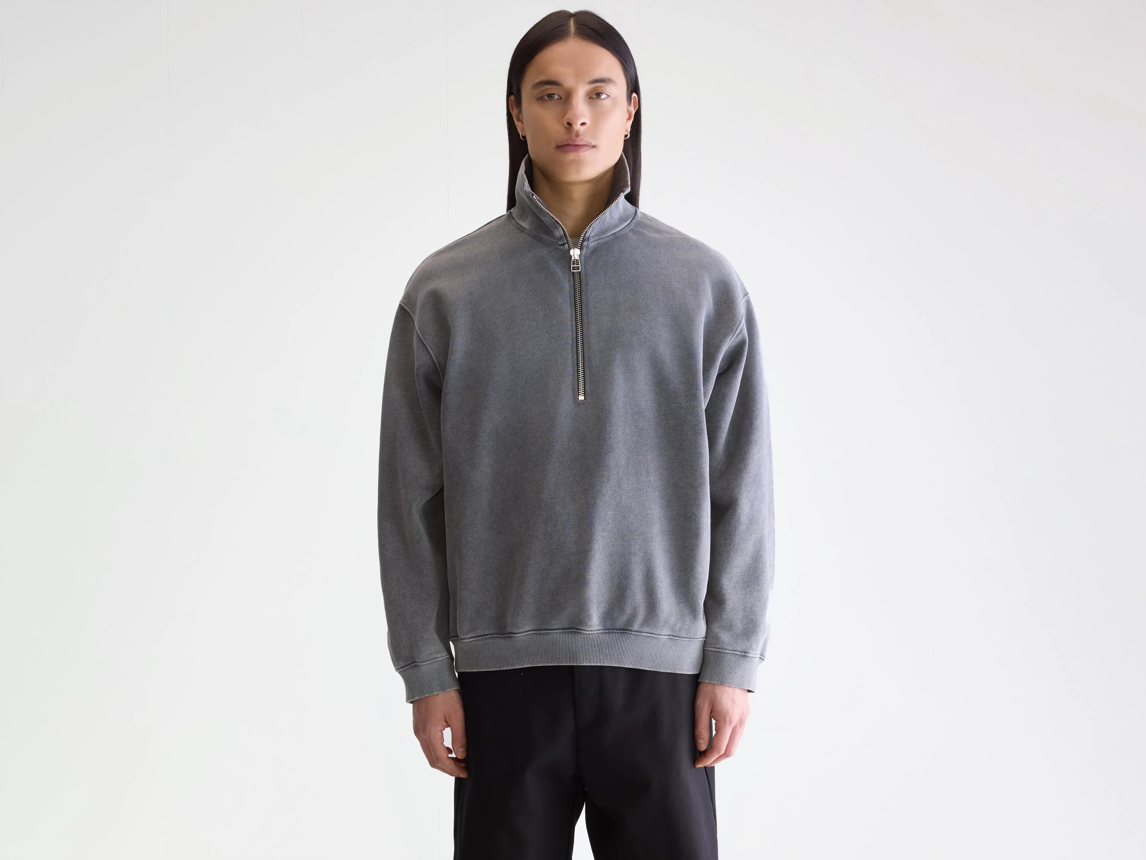 Sweatshirt col zippé Fabro (252 / M / BLACK BLUE)