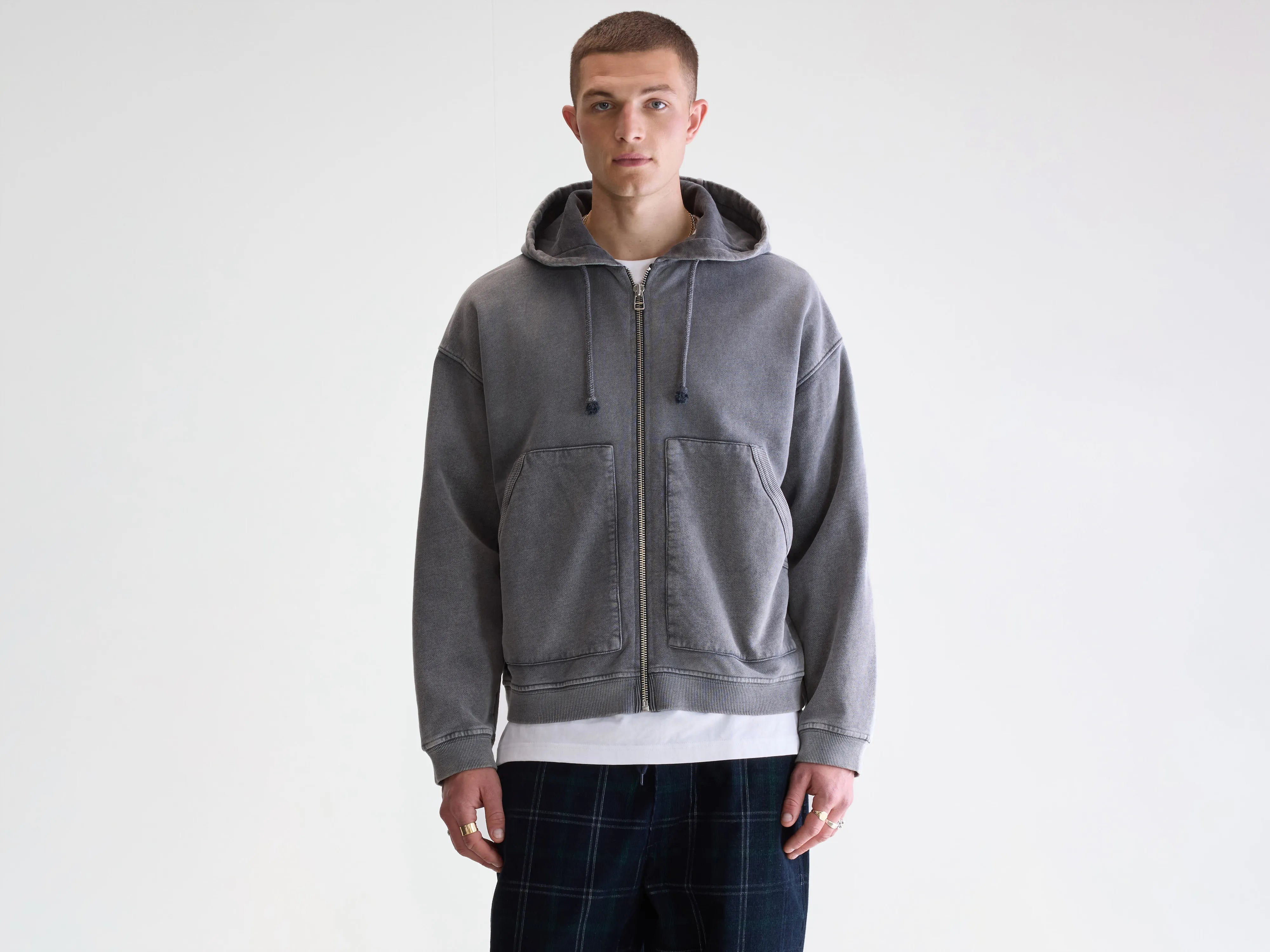 Falkon hoodie met rits (252 / M / BLACK BLUE)