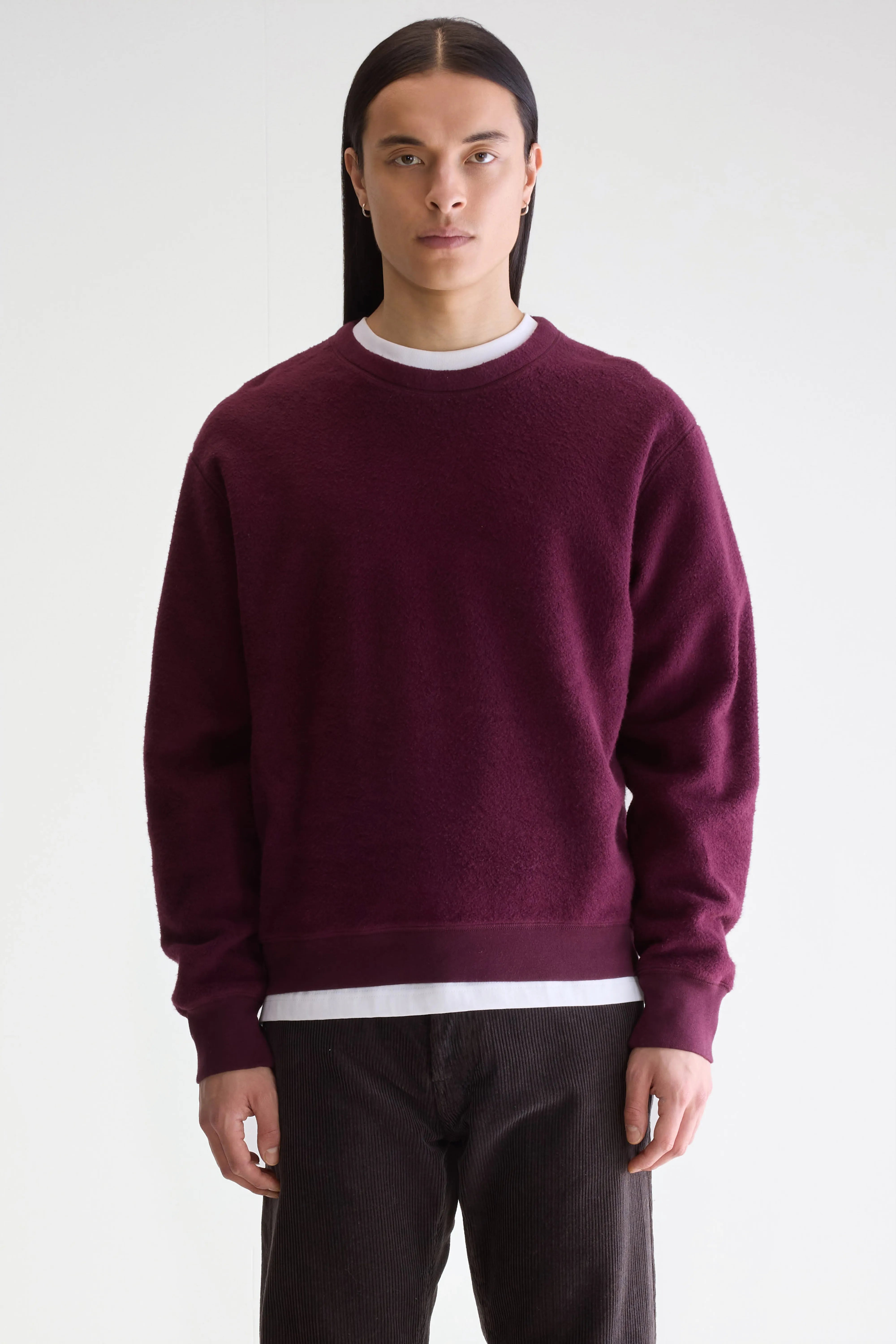 Mat sweatshirt met ronde hals (252 / M / WINE)