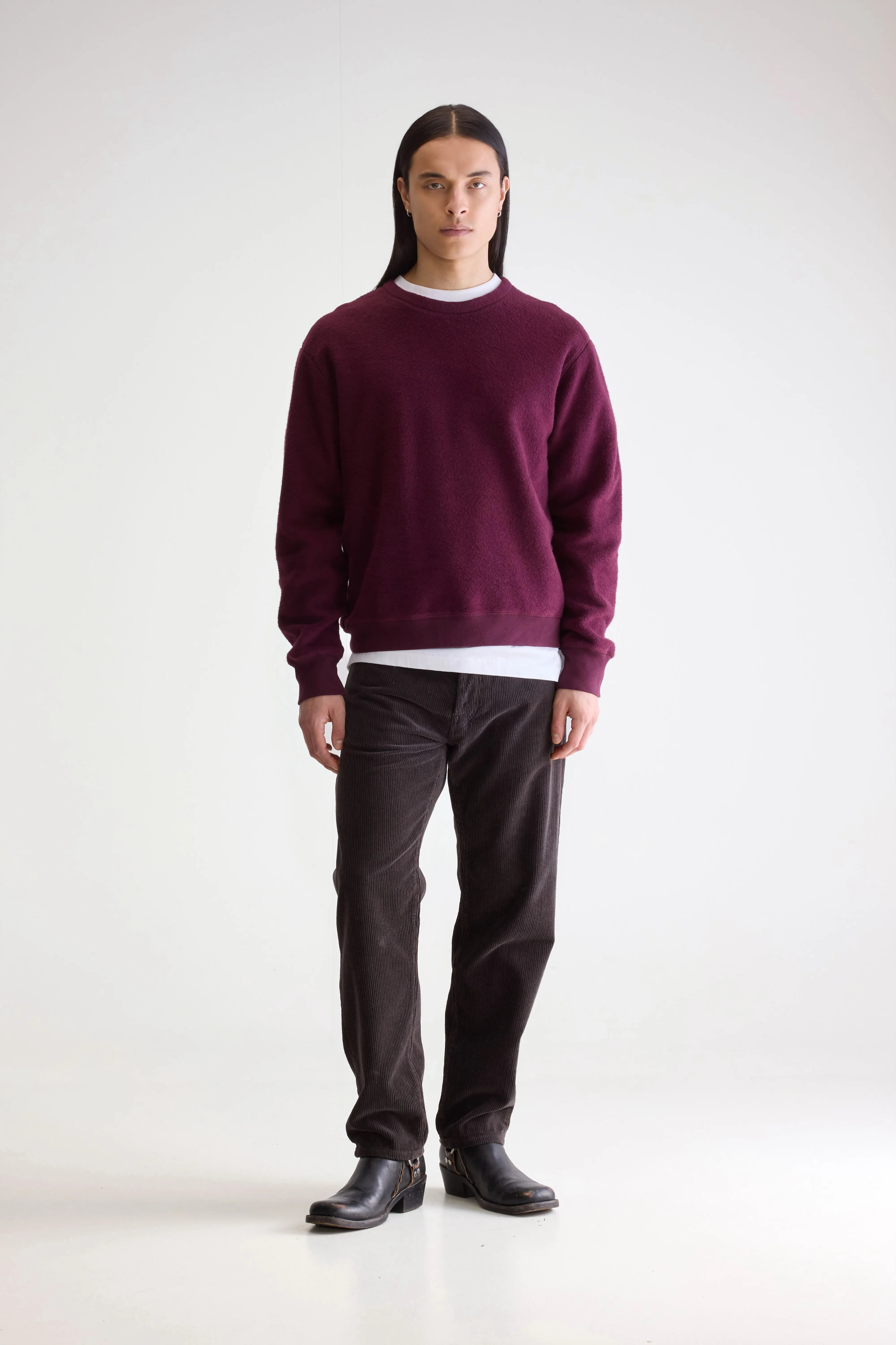 Mat sweatshirt met ronde hals (252 / M / WINE)