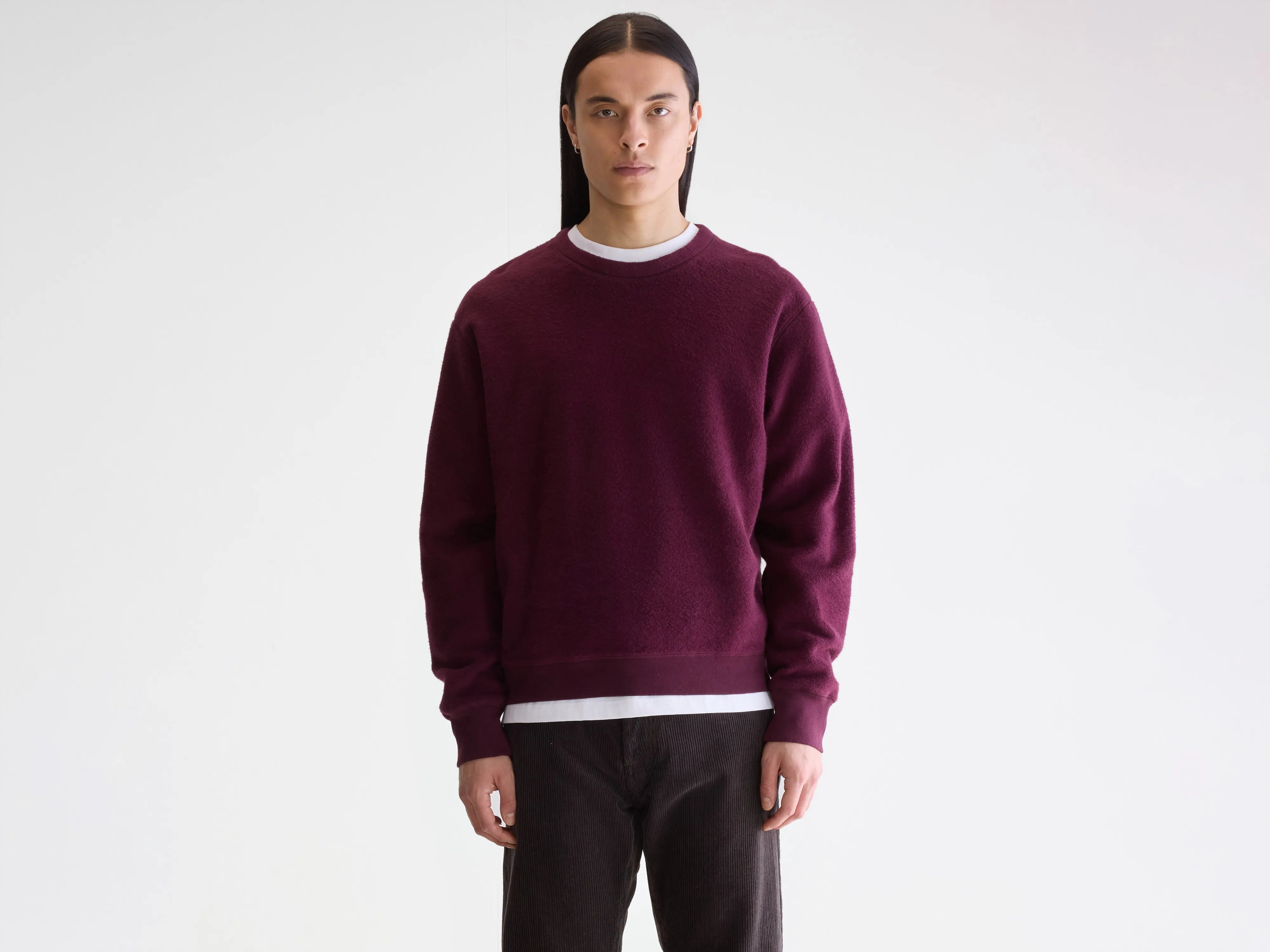 Mat sweatshirt met ronde hals (252 / M / WINE)