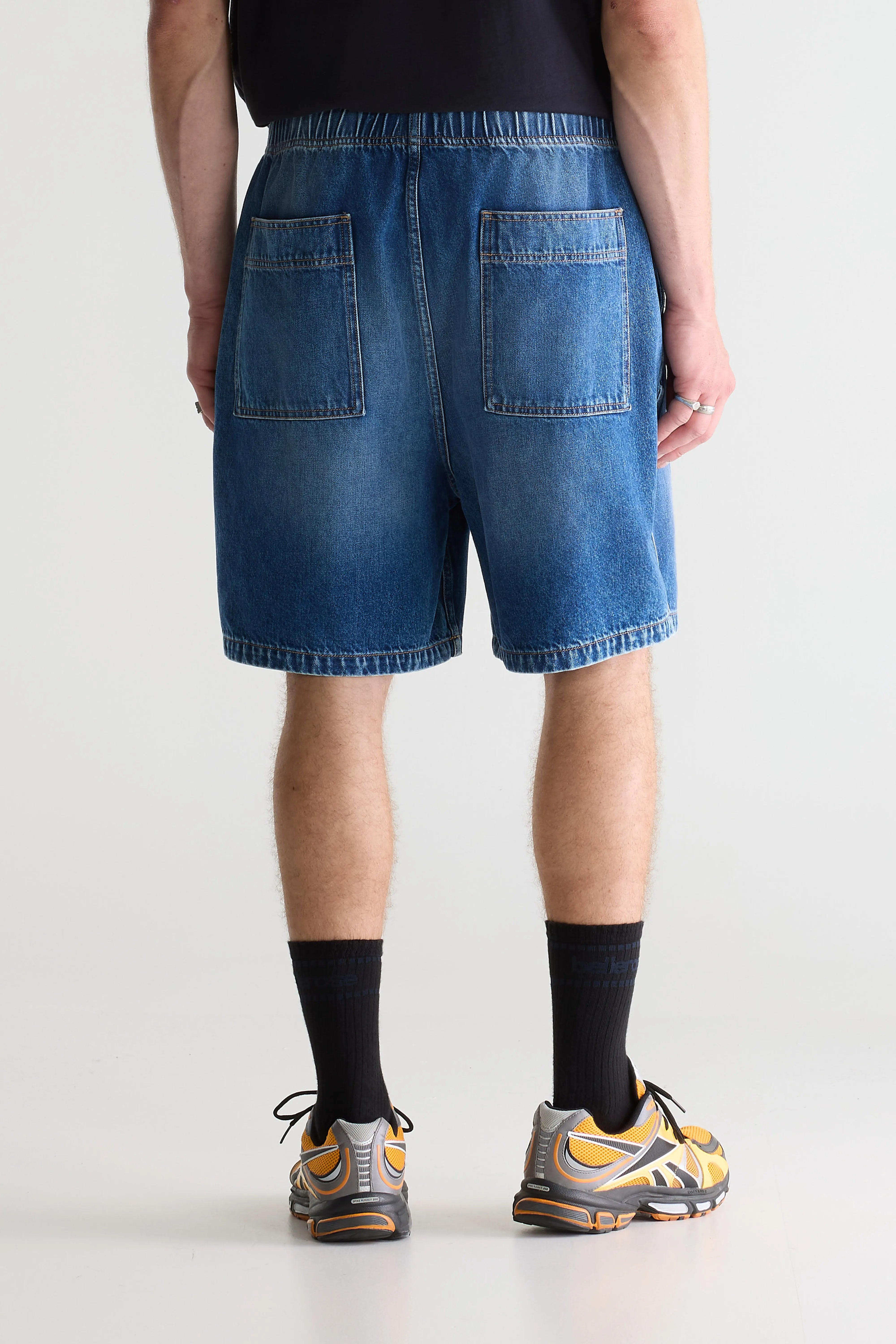 Flanky wide denim shorts (261 / M / MD BLUE MARBLE)