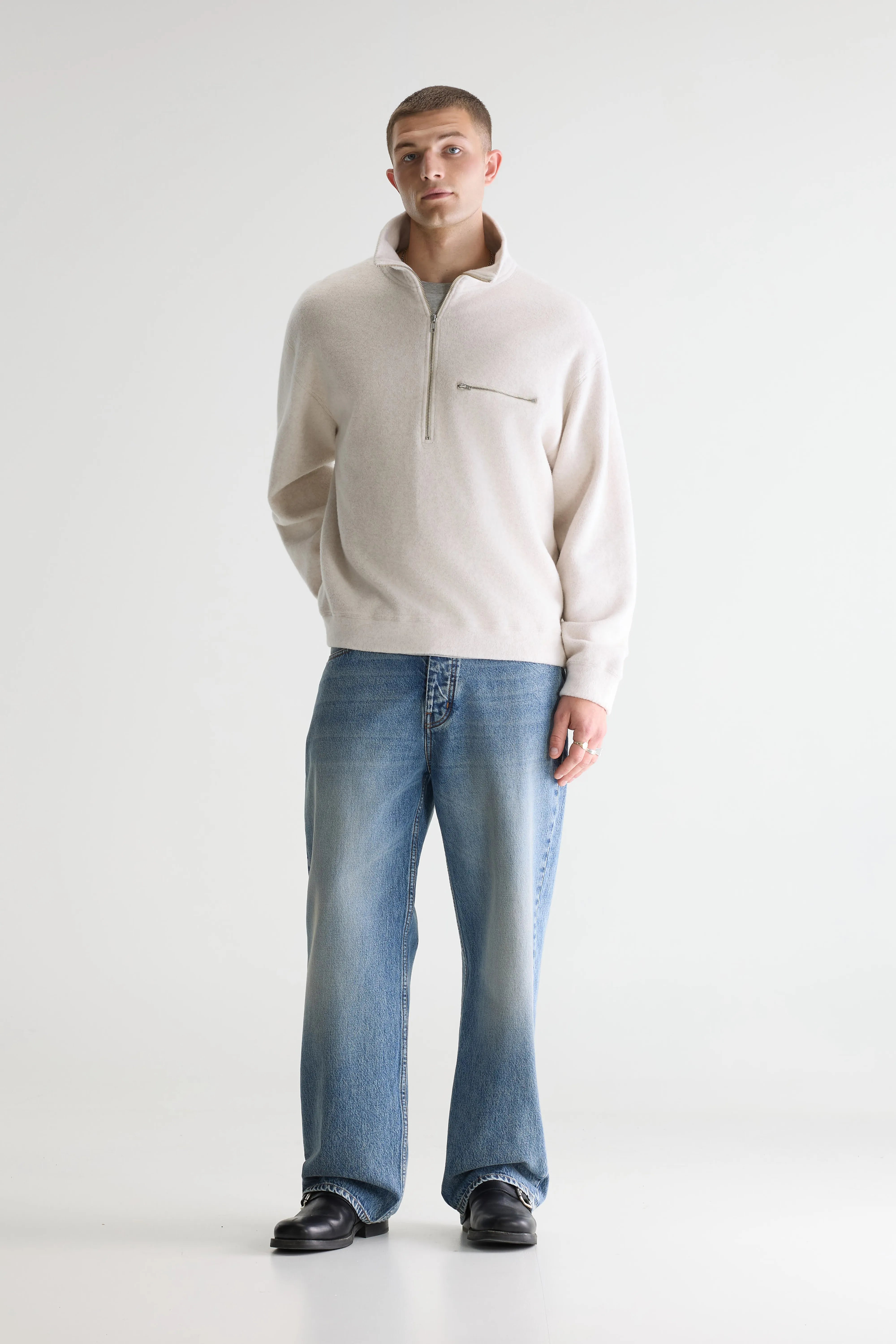 Maber sweatshirt met kwartrits (261 / M / CALCAIRE)