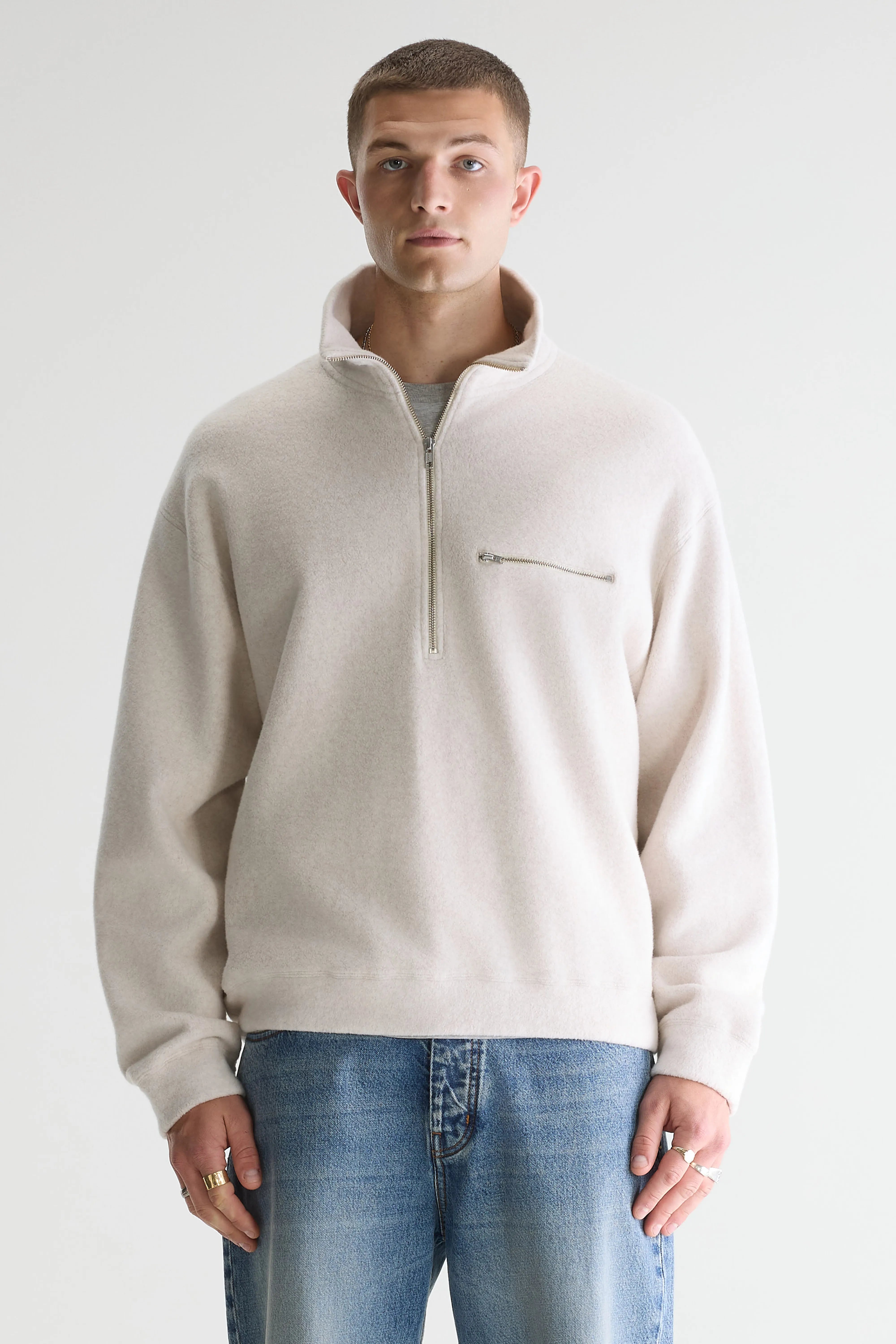 Maber sweatshirt met kwartrits (261 / M / CALCAIRE)