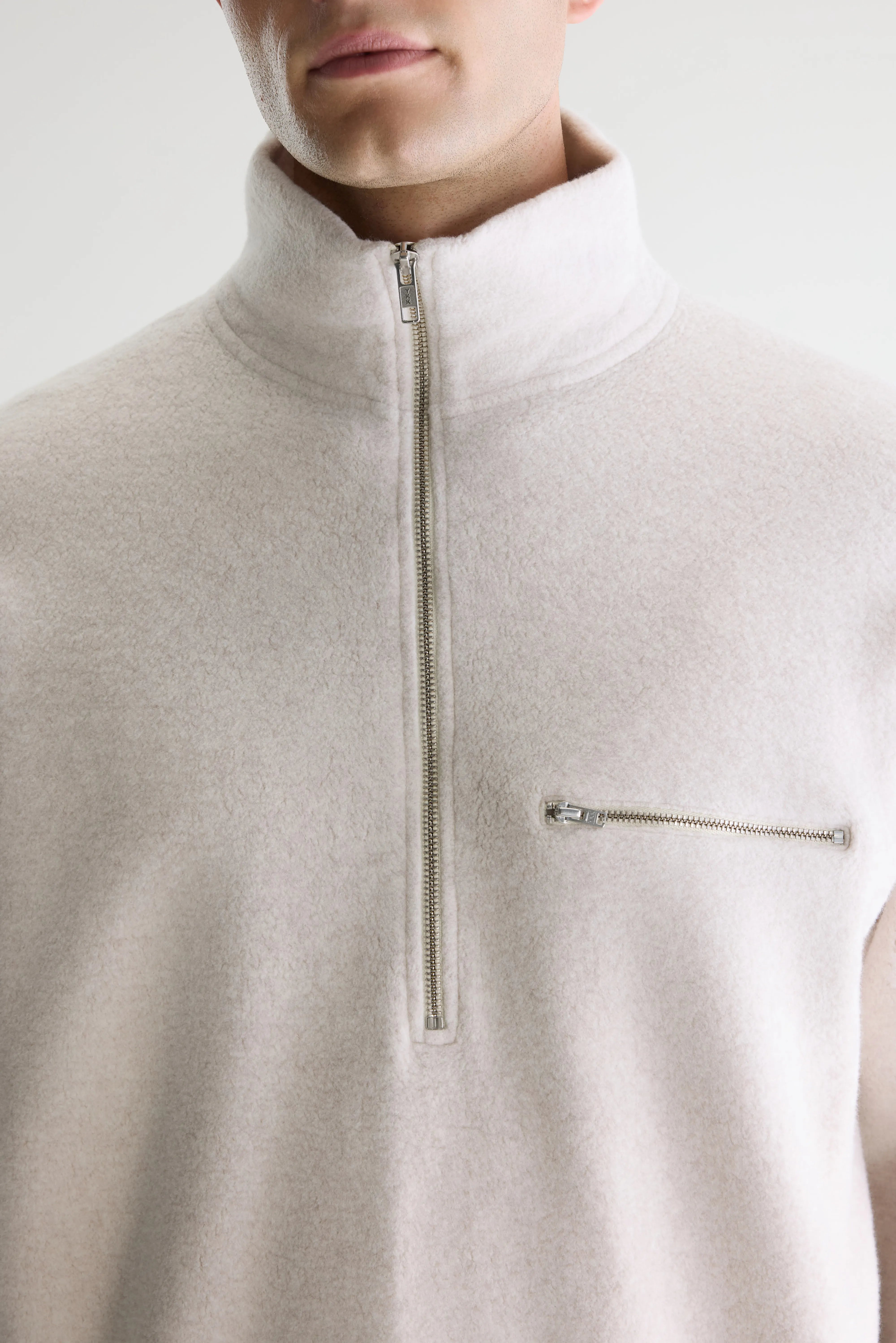 Maber sweatshirt met kwartrits (261 / M / CALCAIRE)