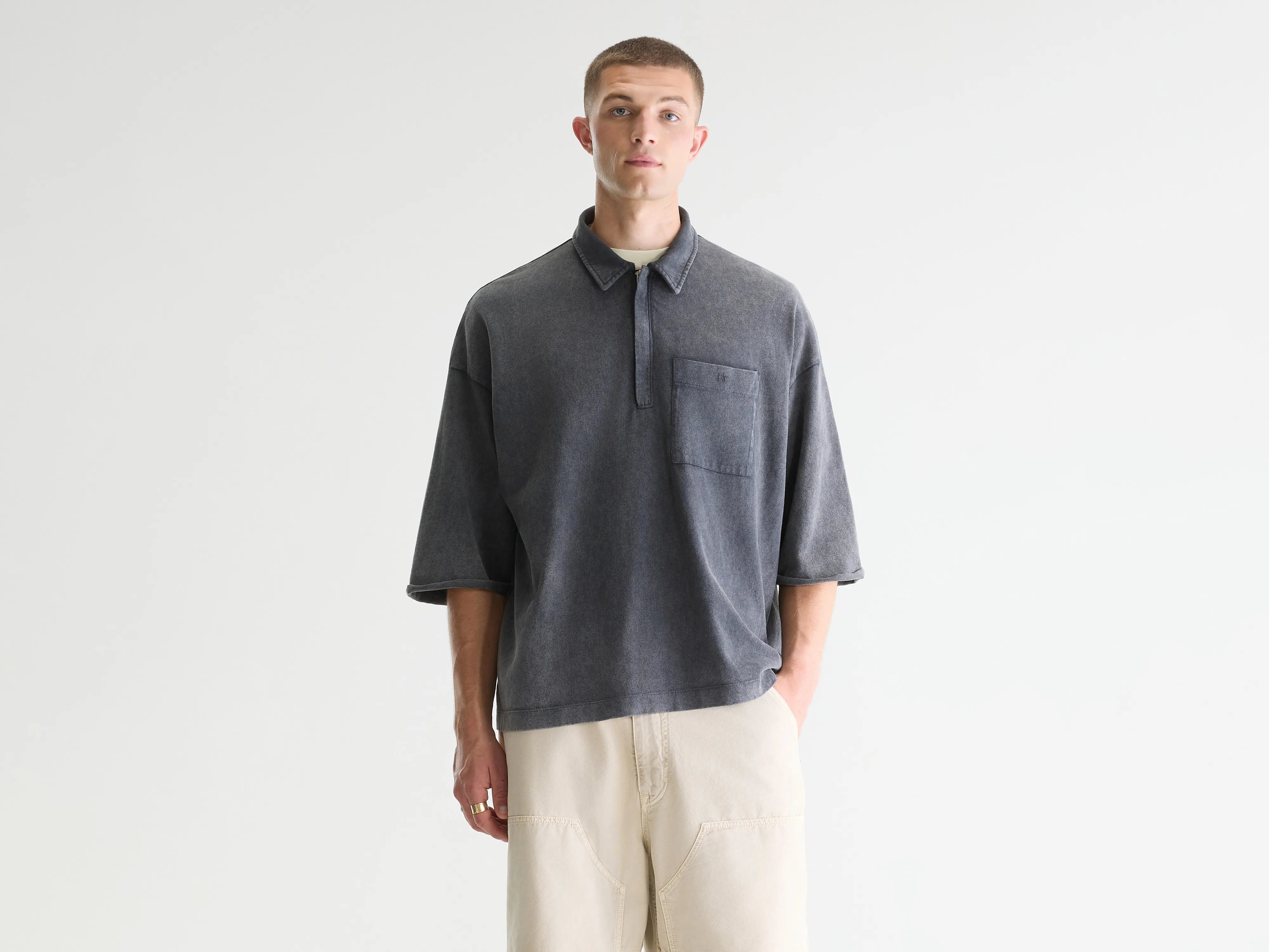 Felly polo met ritssluiting (261 / M / BLACK BLUE)