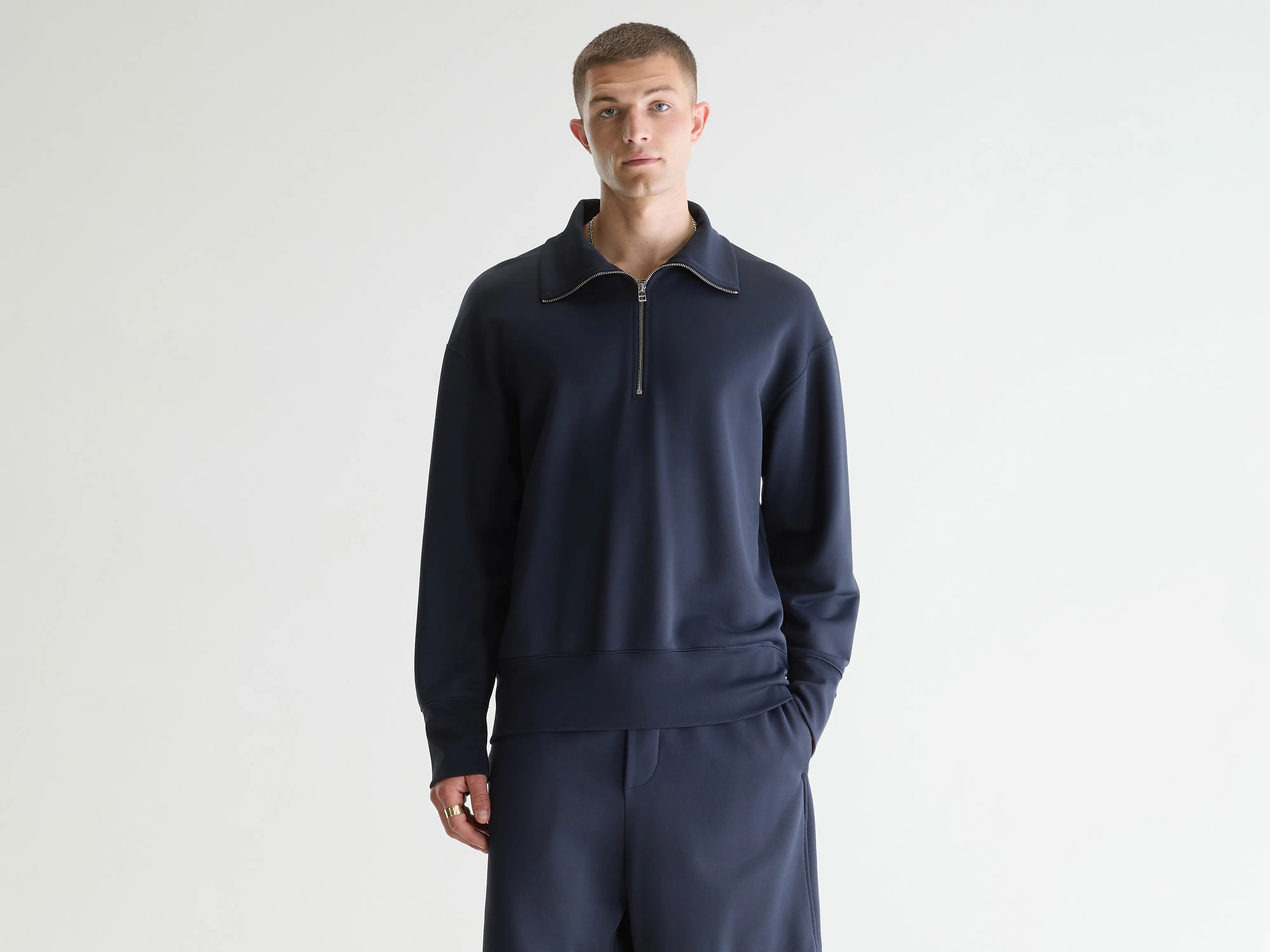 Faber sweatshirt met halve rits (261 / M / DARK NAVY)