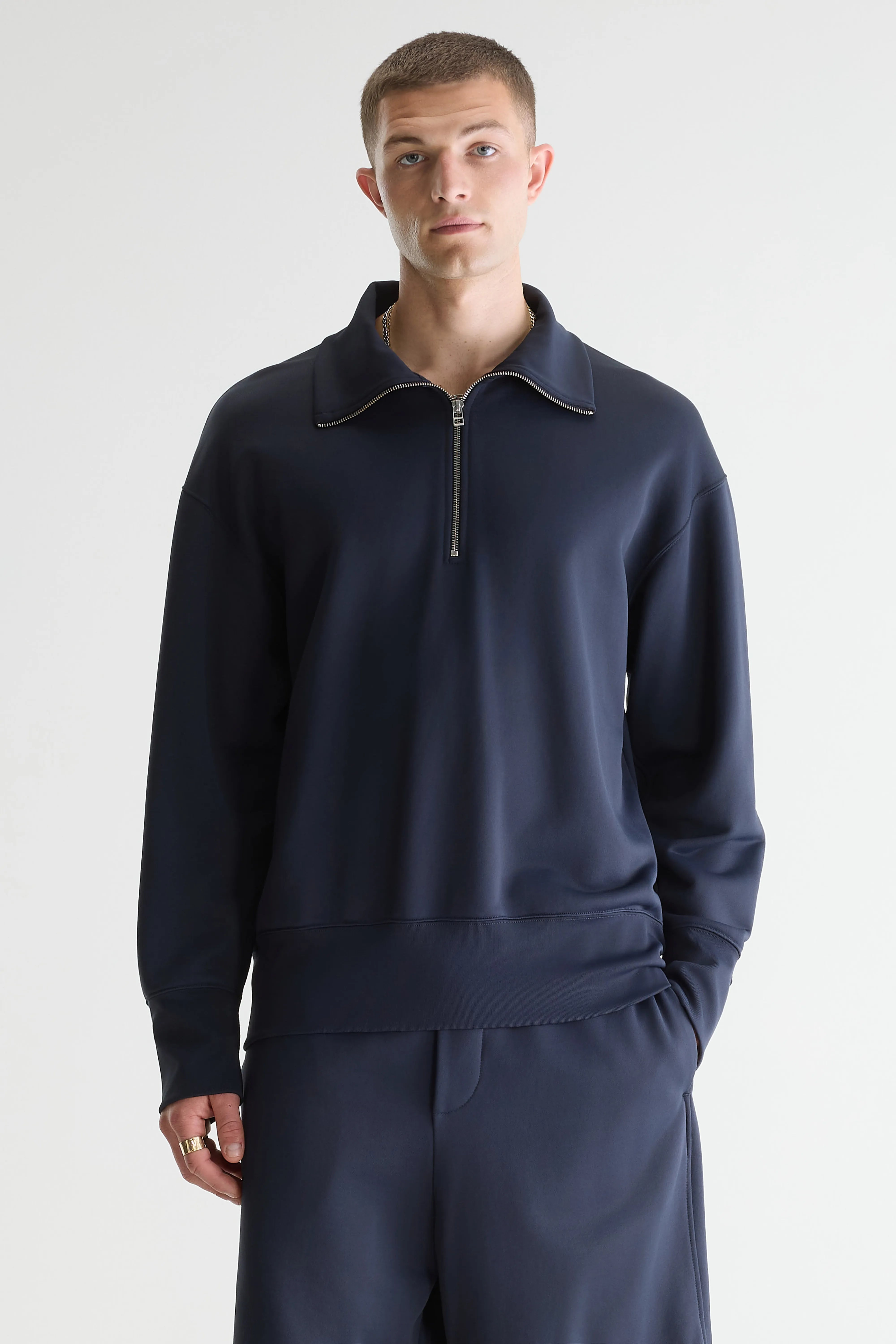 Faber sweatshirt met halve rits (261 / M / DARK NAVY)