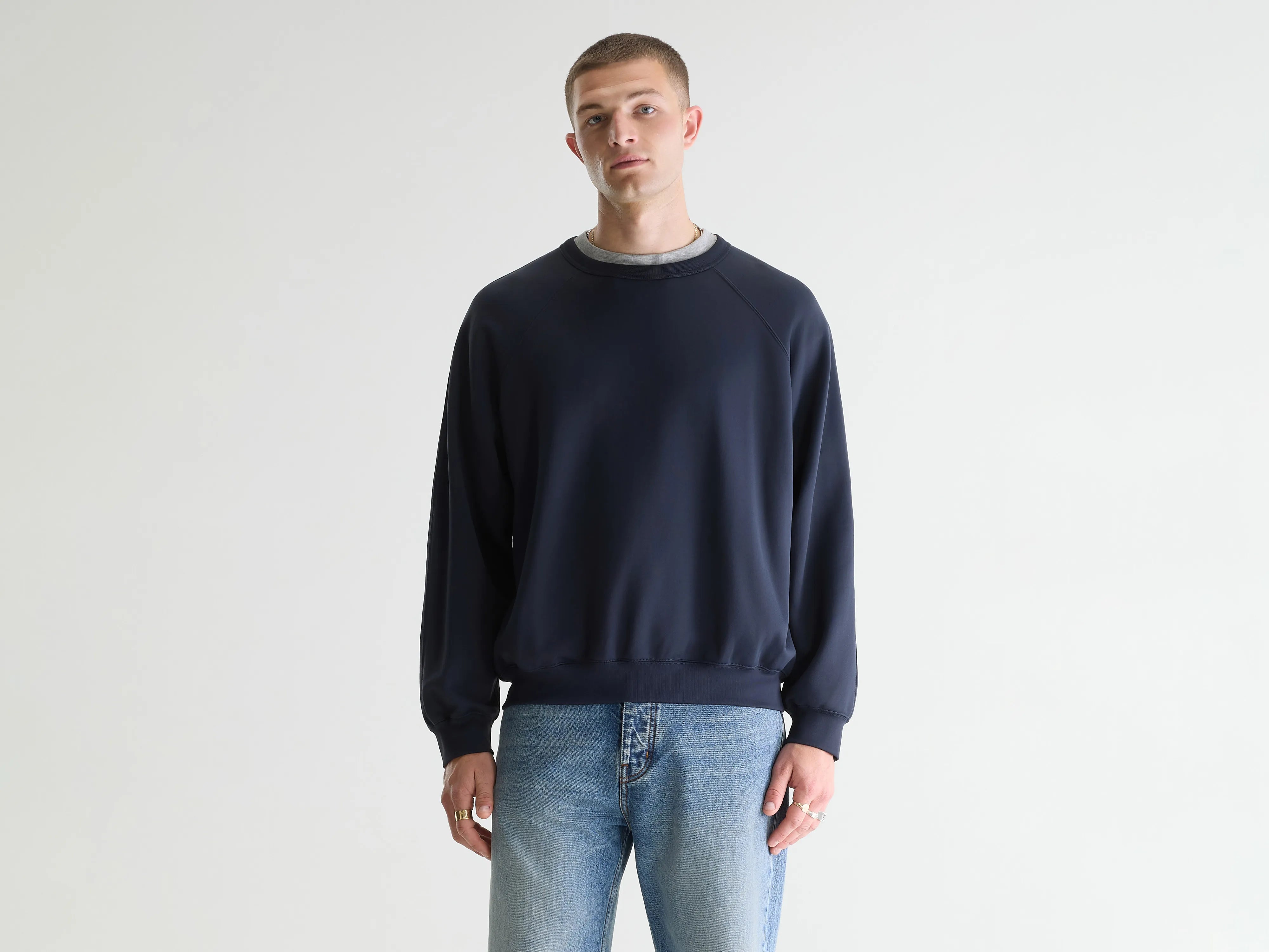Fablan sweatshirt met ronde hals (261 / M / DARK NAVY)