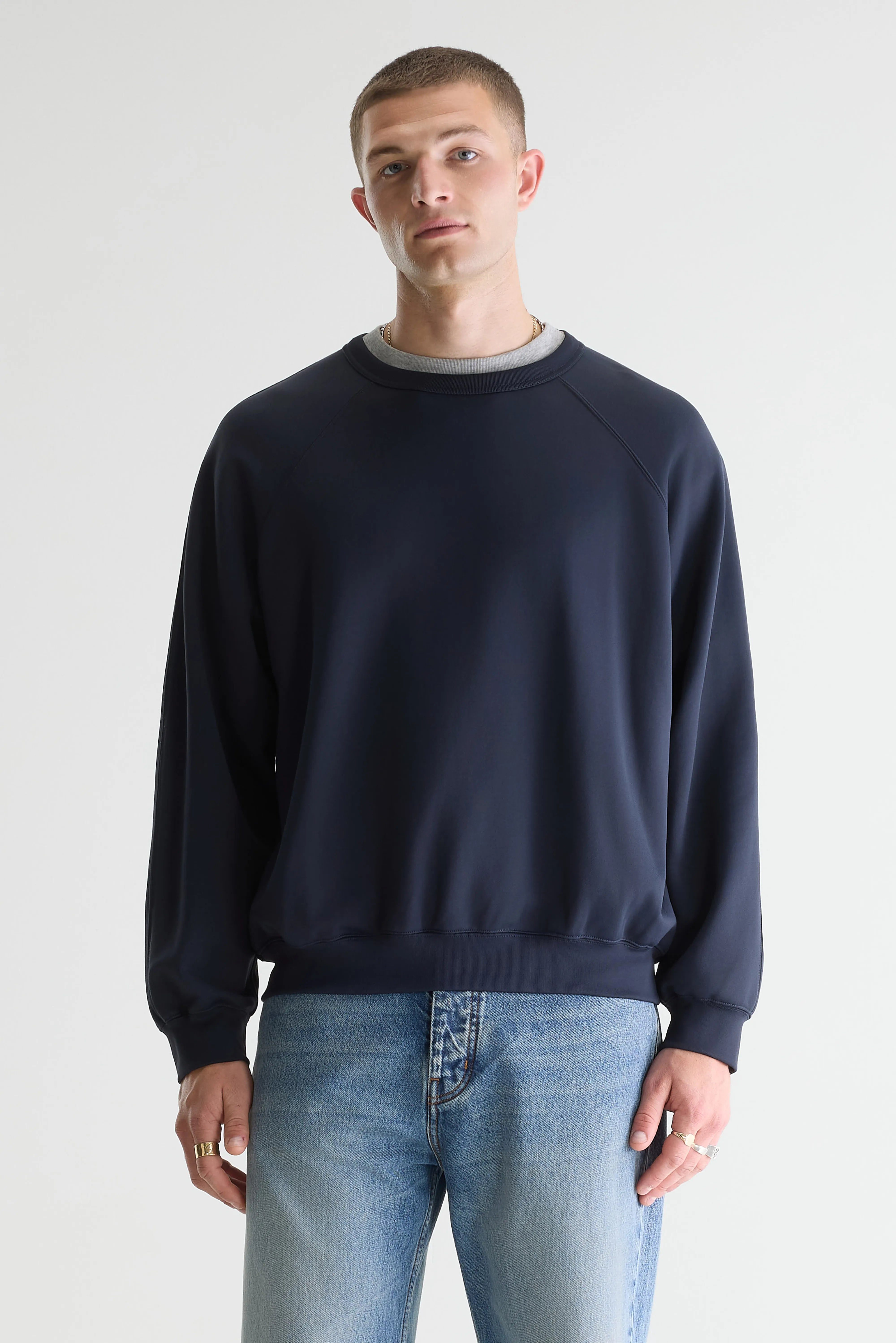 Fablan sweatshirt met ronde hals (261 / M / DARK NAVY)