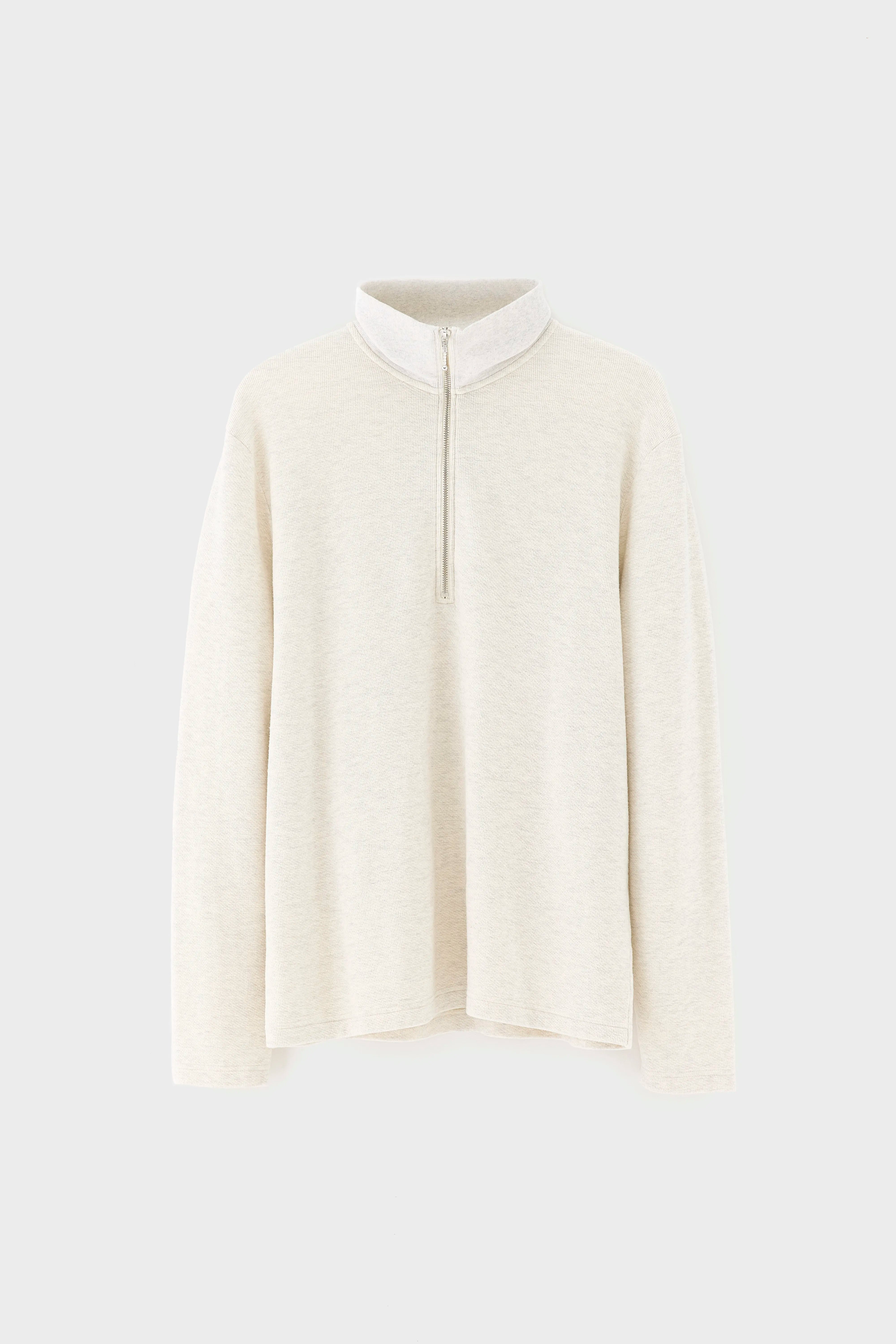 Spence t-shirt met ritskraag (261 / M / OYSTER)
