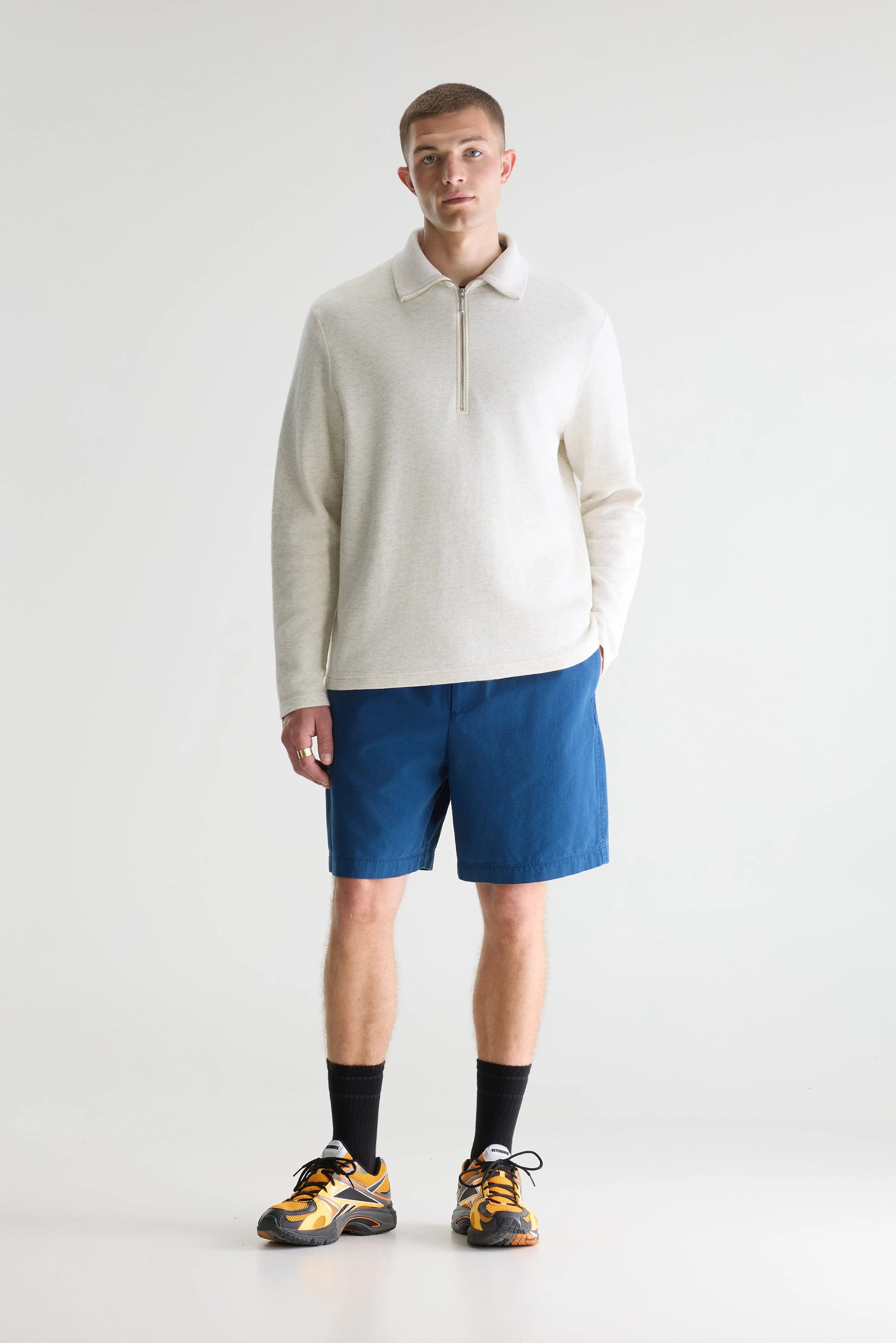 Spence t-shirt met ritskraag (261 / M / OYSTER)