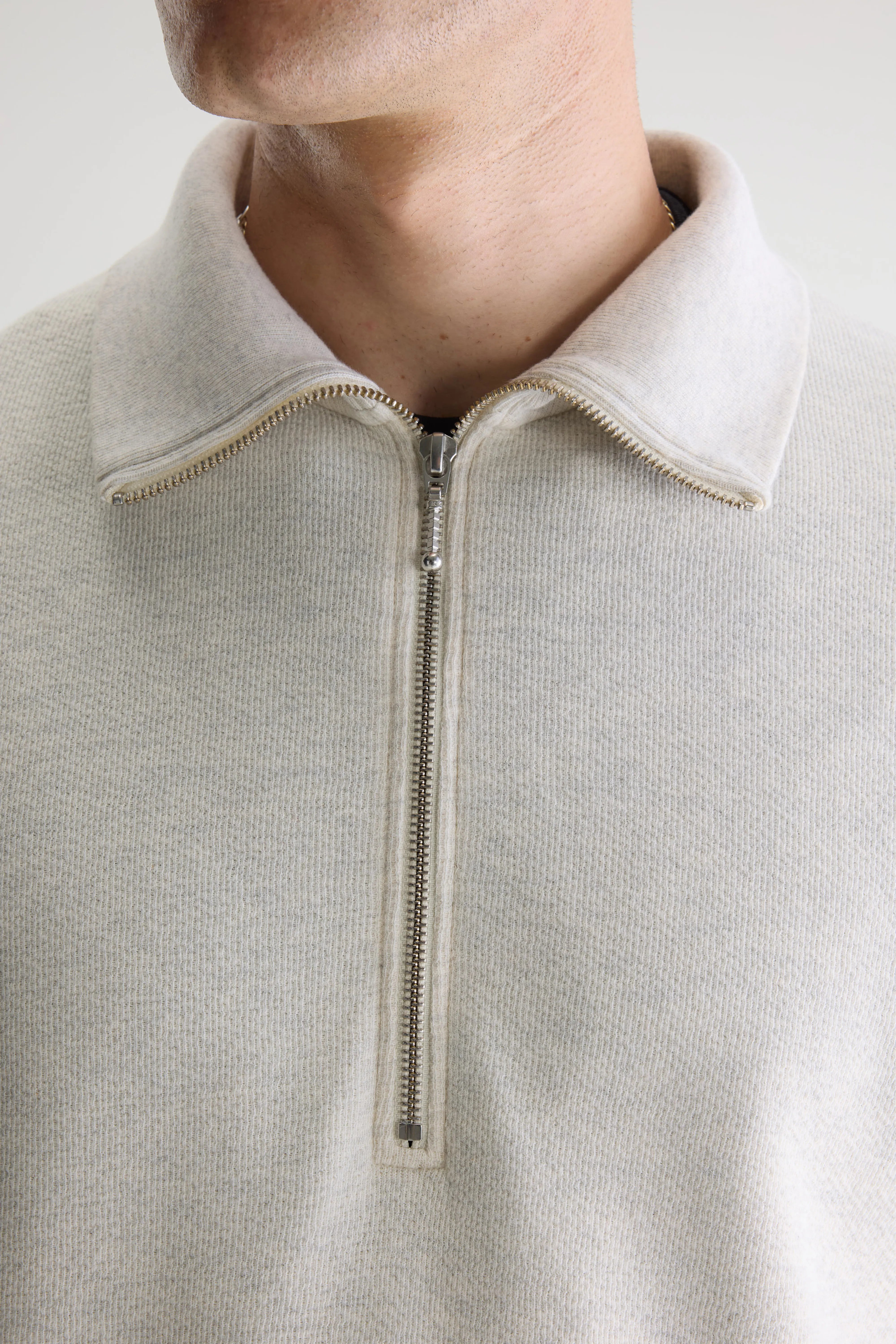 Spence t-shirt met ritskraag (261 / M / OYSTER)