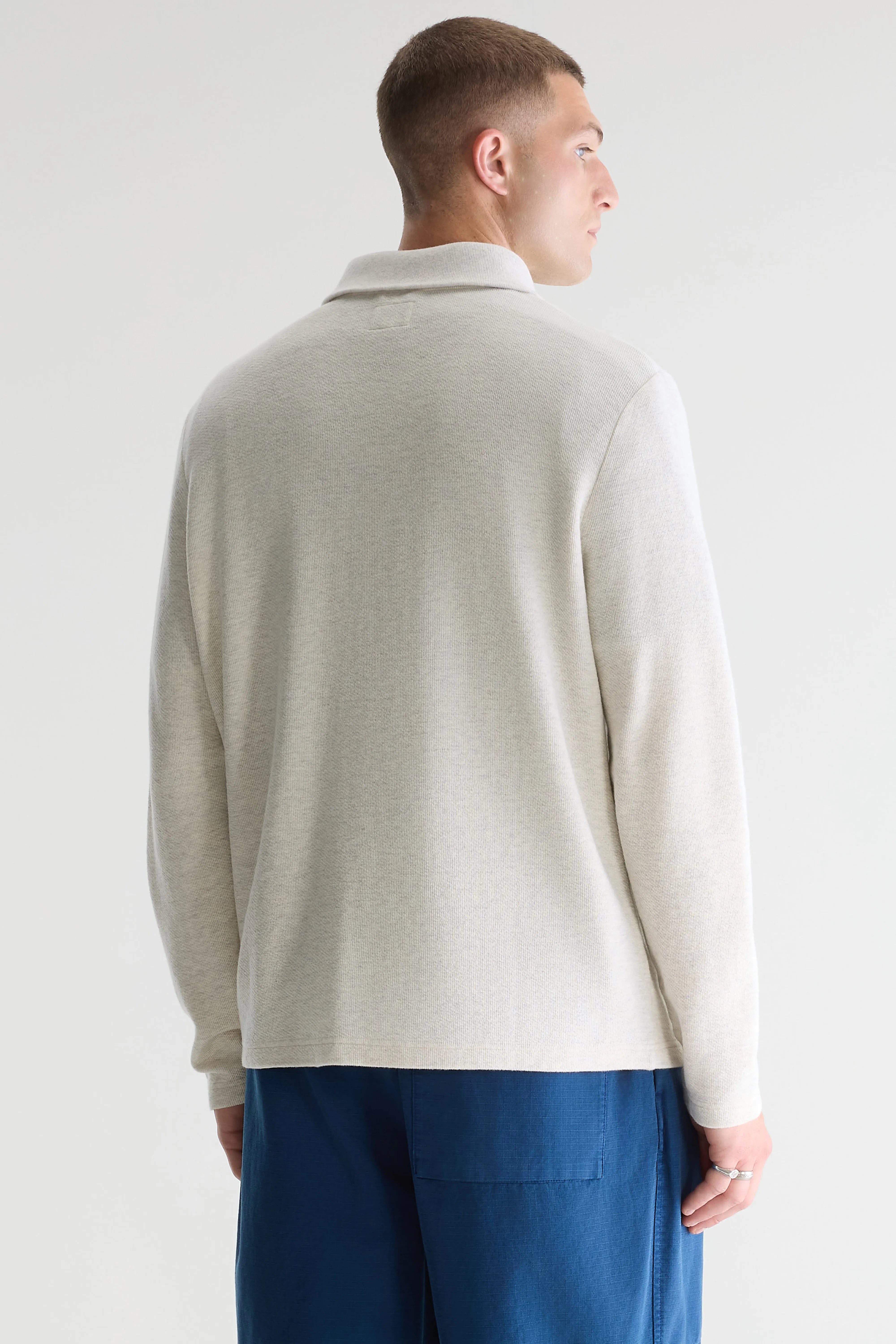 Spence t-shirt met ritskraag (261 / M / OYSTER)