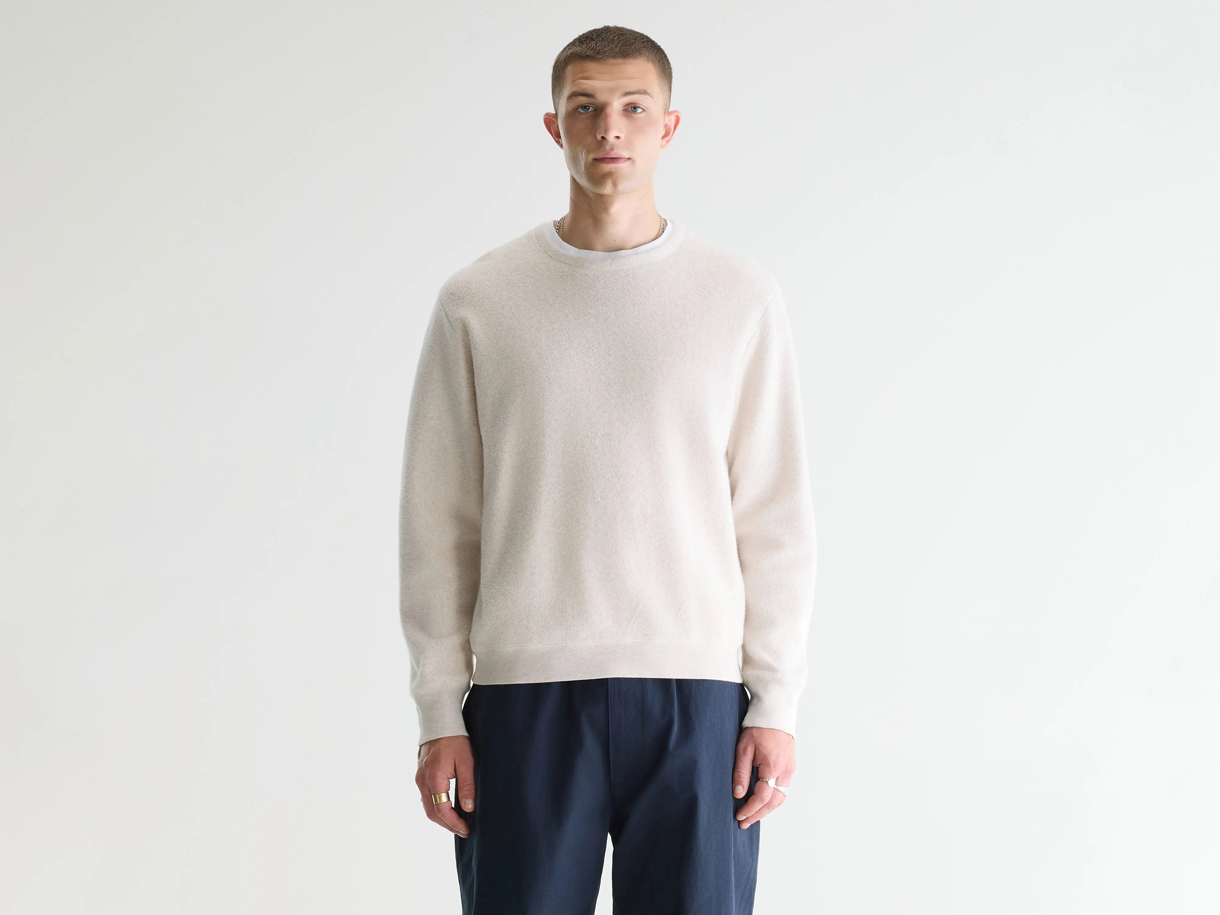 Matt sweatshirt met ronde hals (261 / M / CALCAIRE)