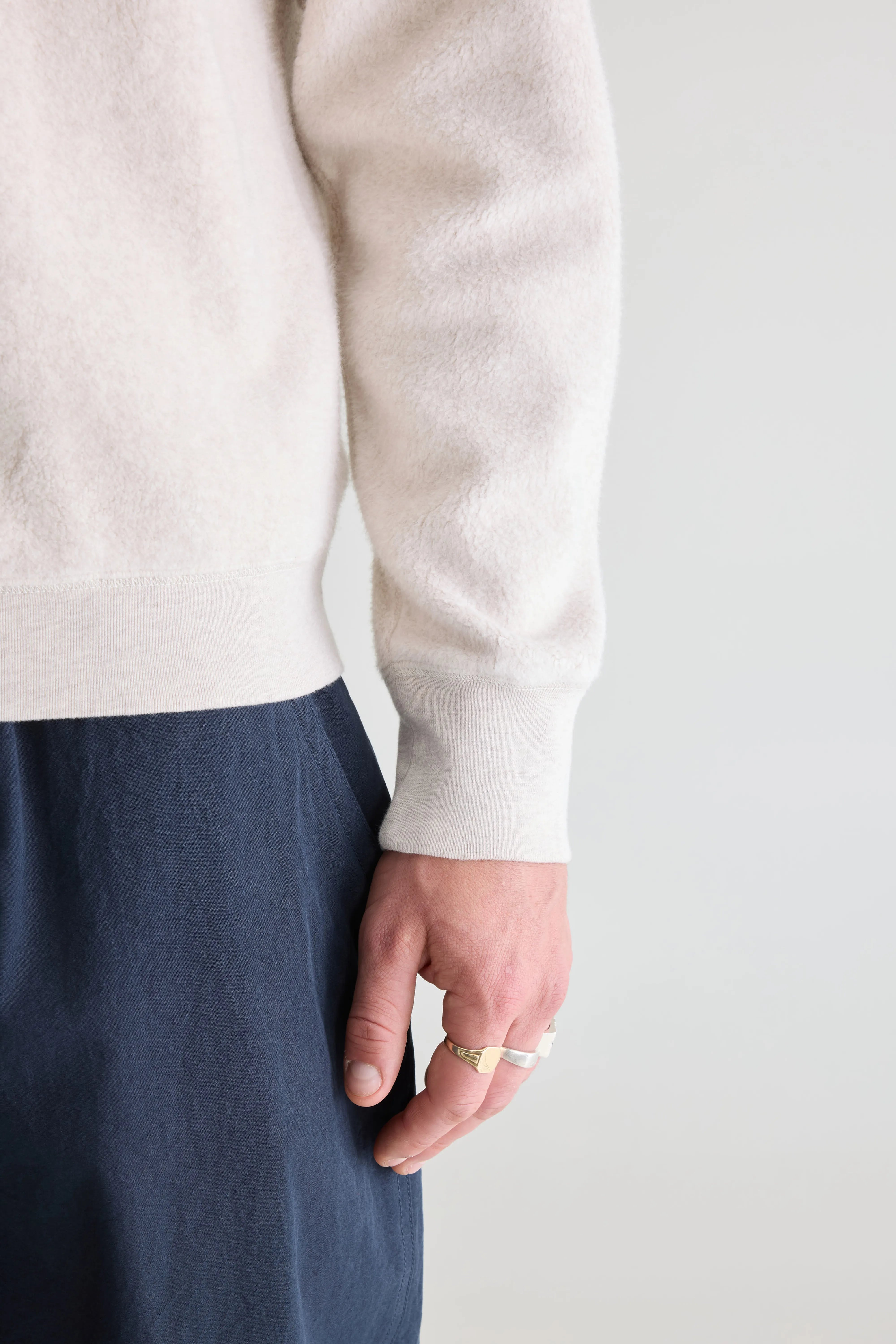 Matt sweatshirt met ronde hals (261 / M / CALCAIRE)