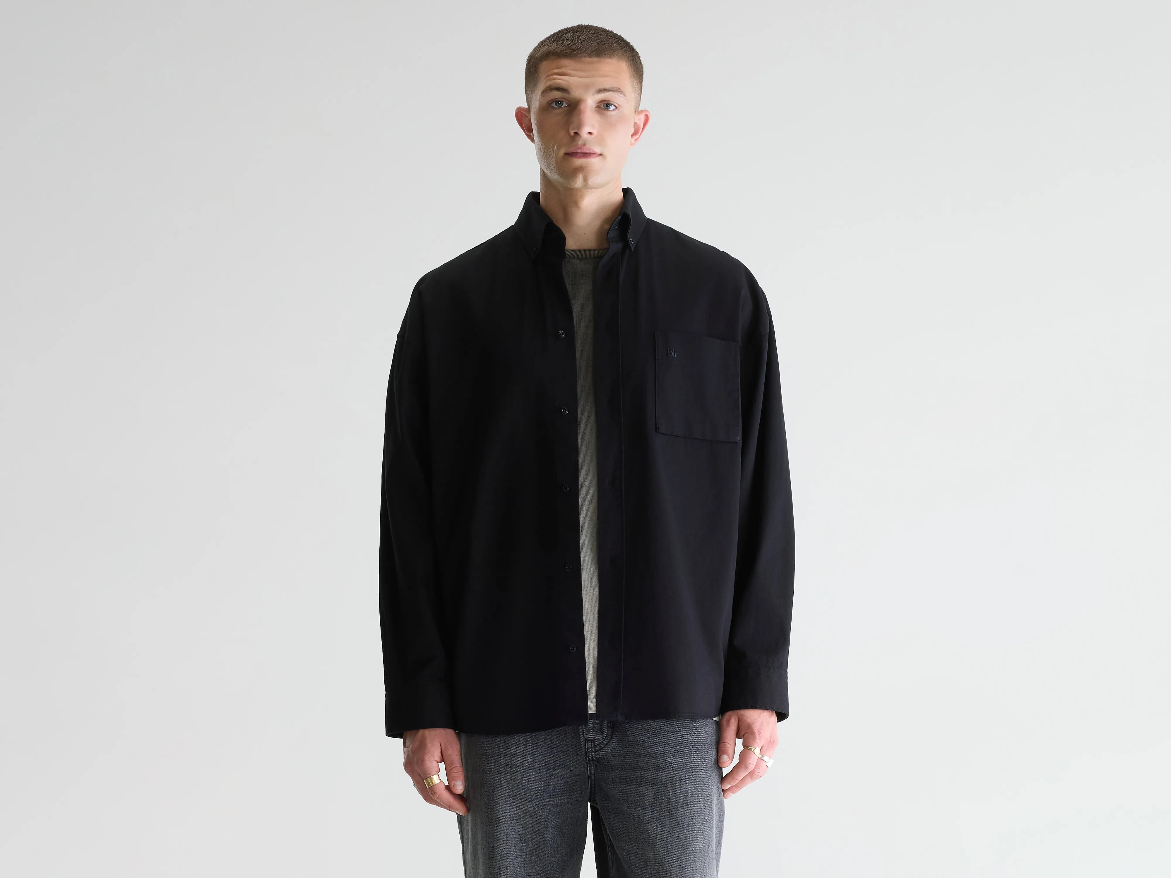 Ficus zwaar katoenen hemd (261 / M / BLACK)