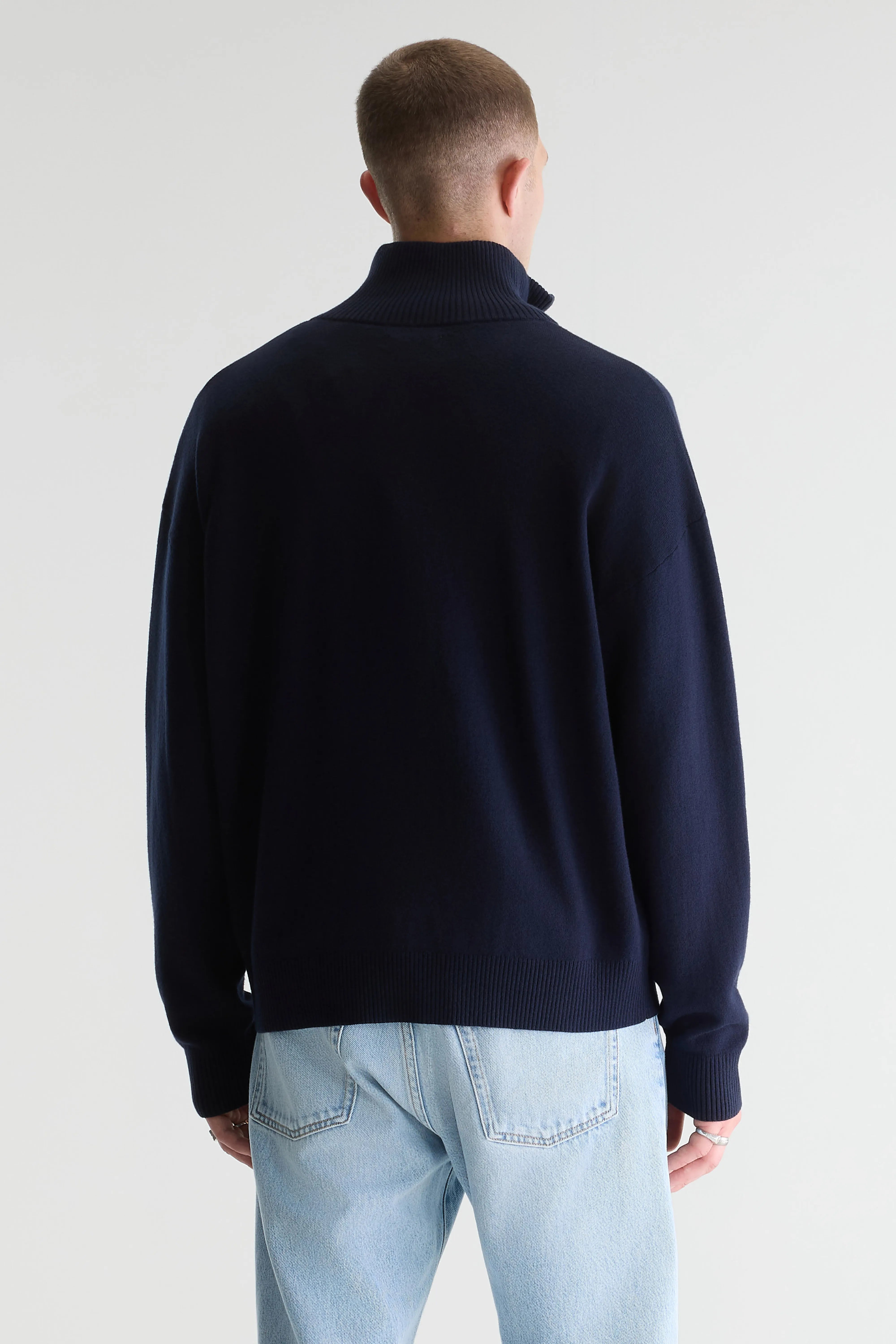 Geoze trui met hoge kraag en ritssluiting (261 / M / NAVY)