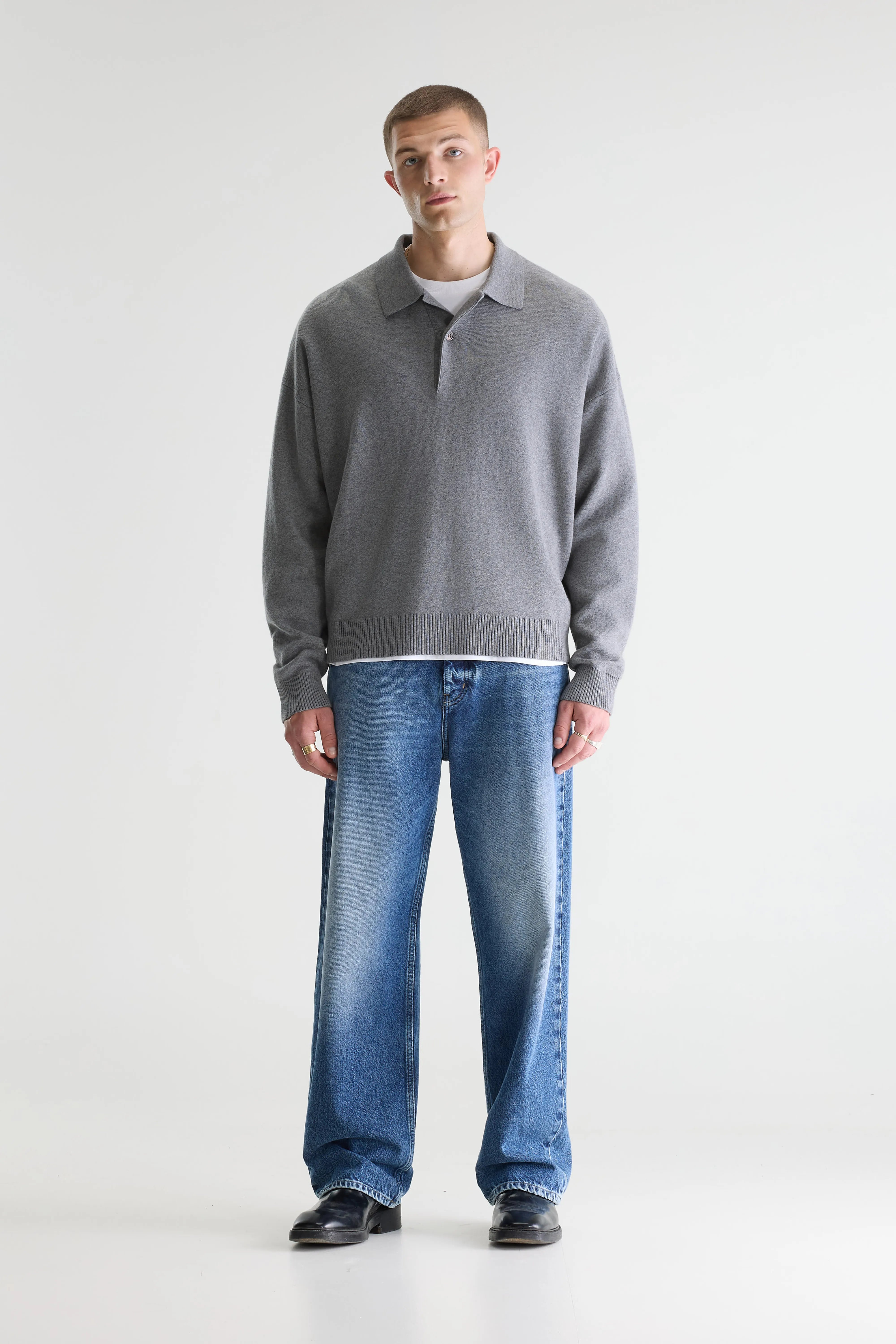 Geobo polo met hoge kraag (261 / M / MID GREY)