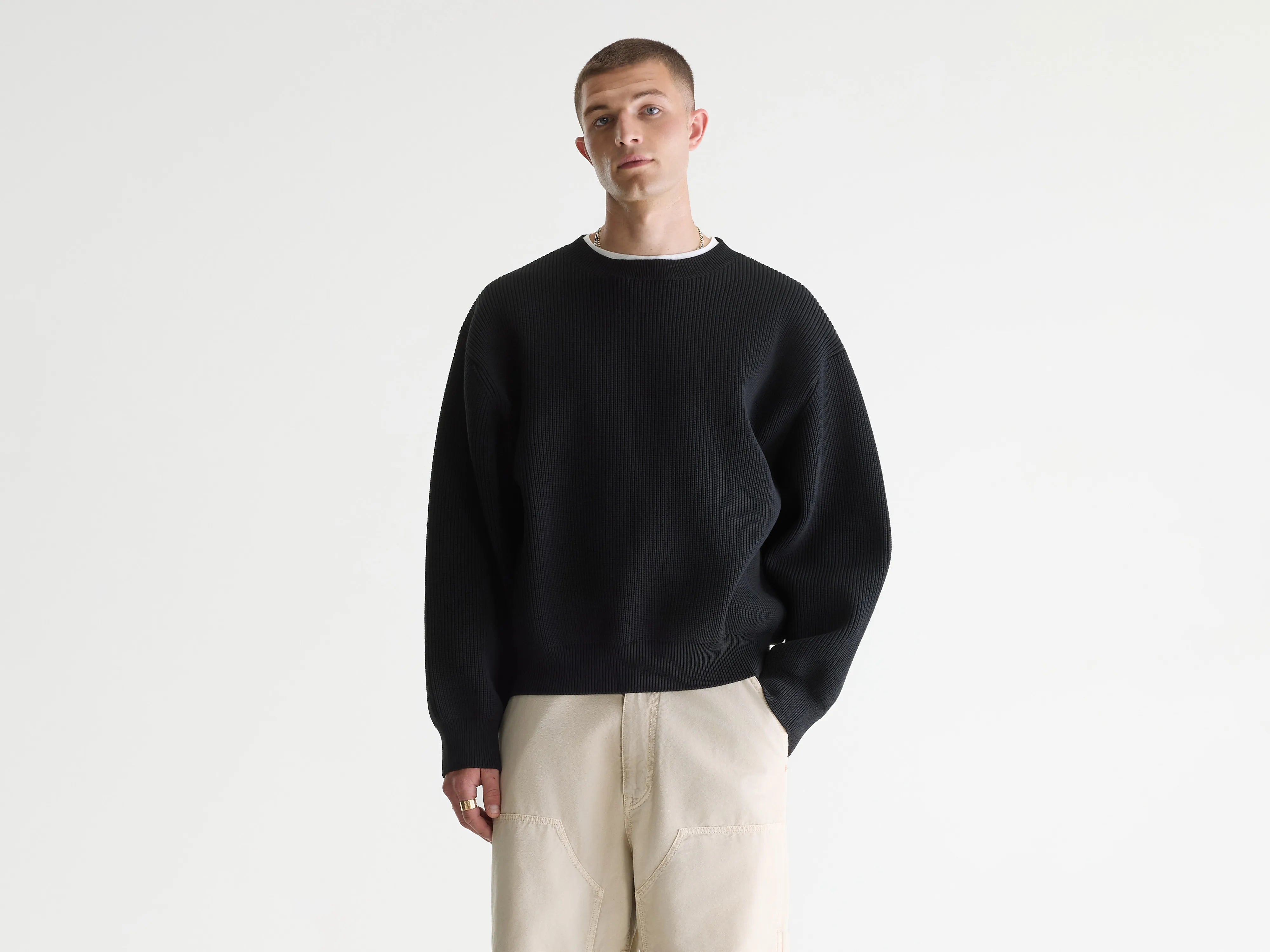 Alyes gestructureerde trui (261 / M / BLACK)