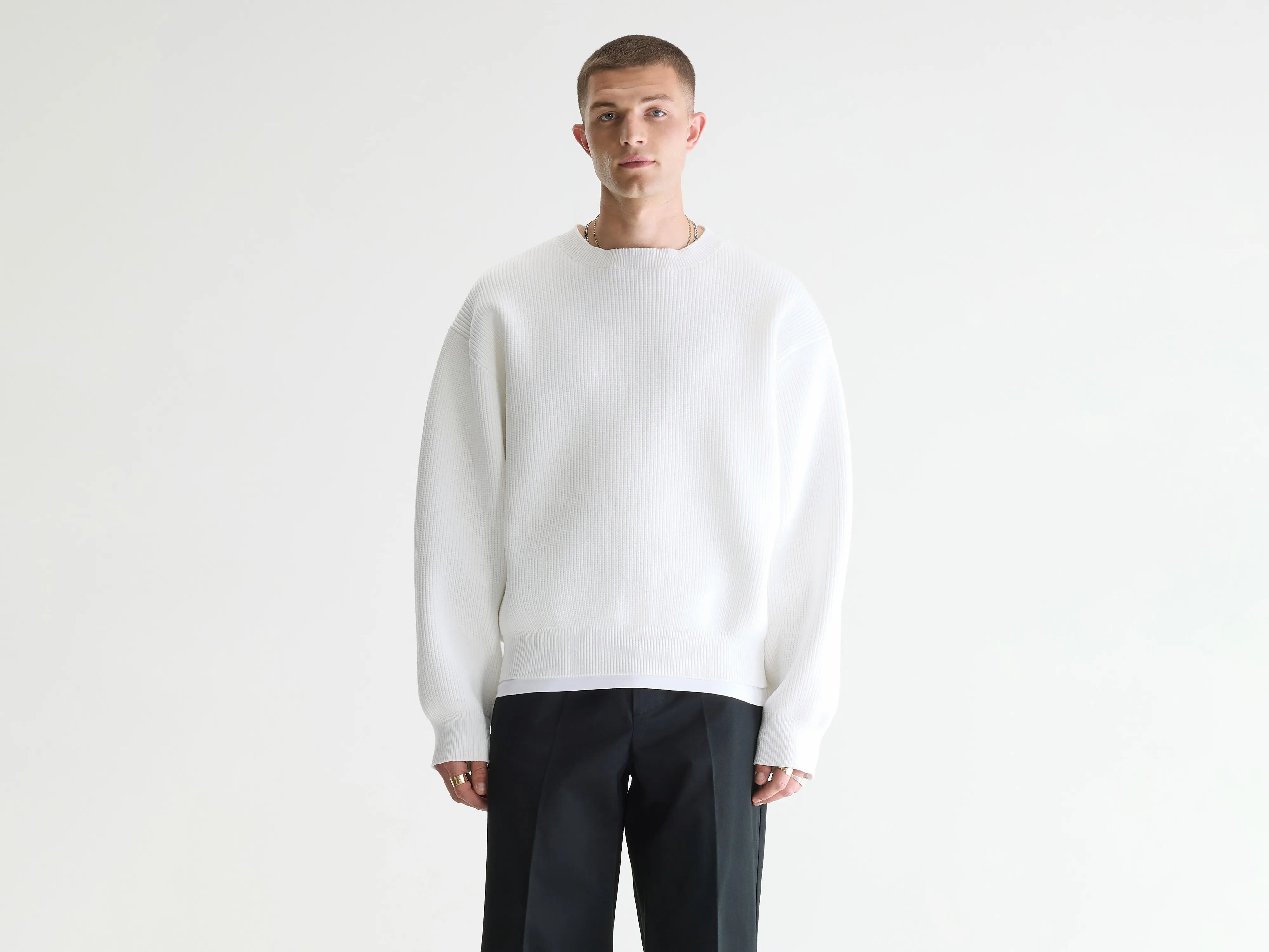 Alyes gestructureerde trui (261 / M / WHITE)