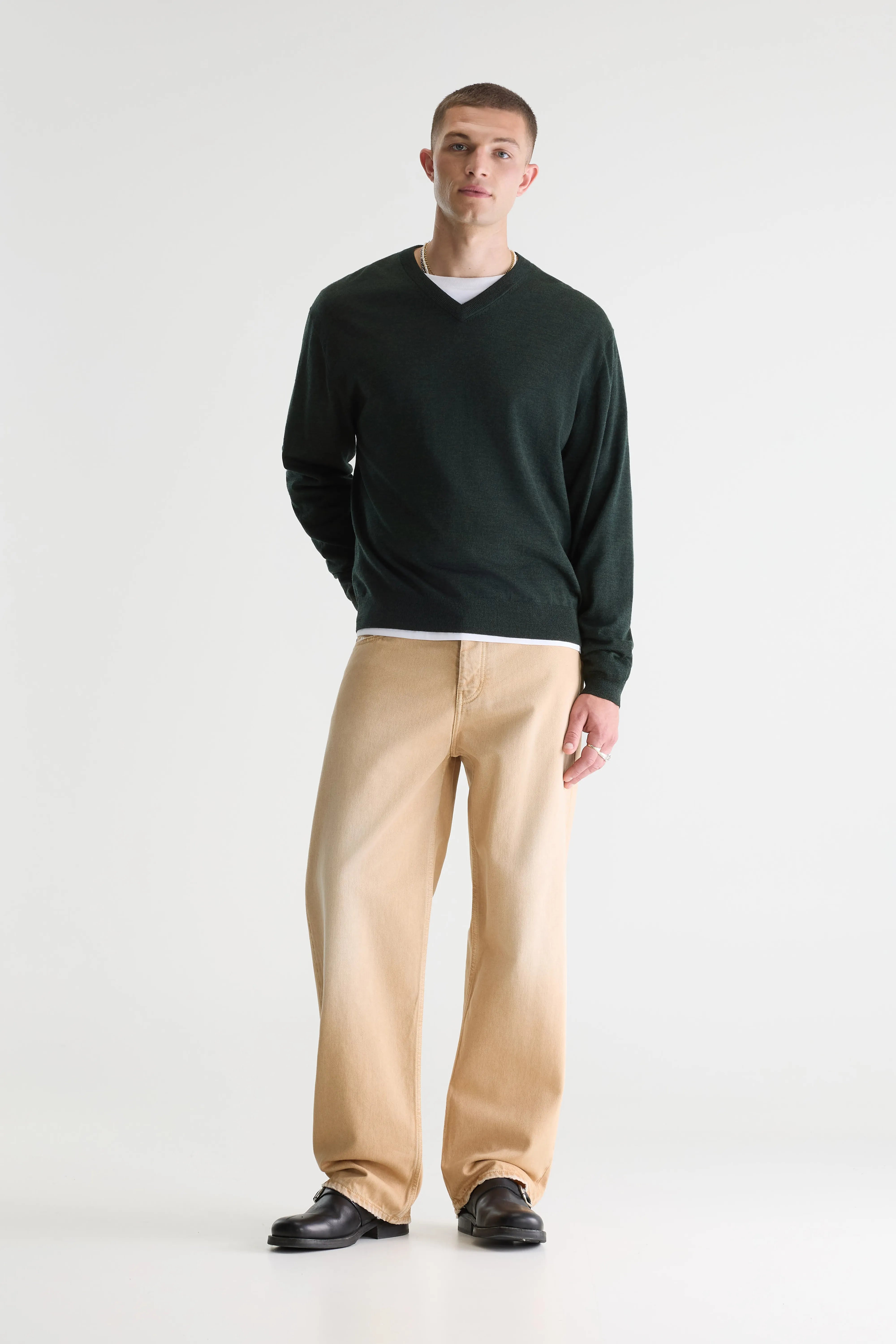 Dilwy trui met V-hals (261 / M / DARK OLIVE)