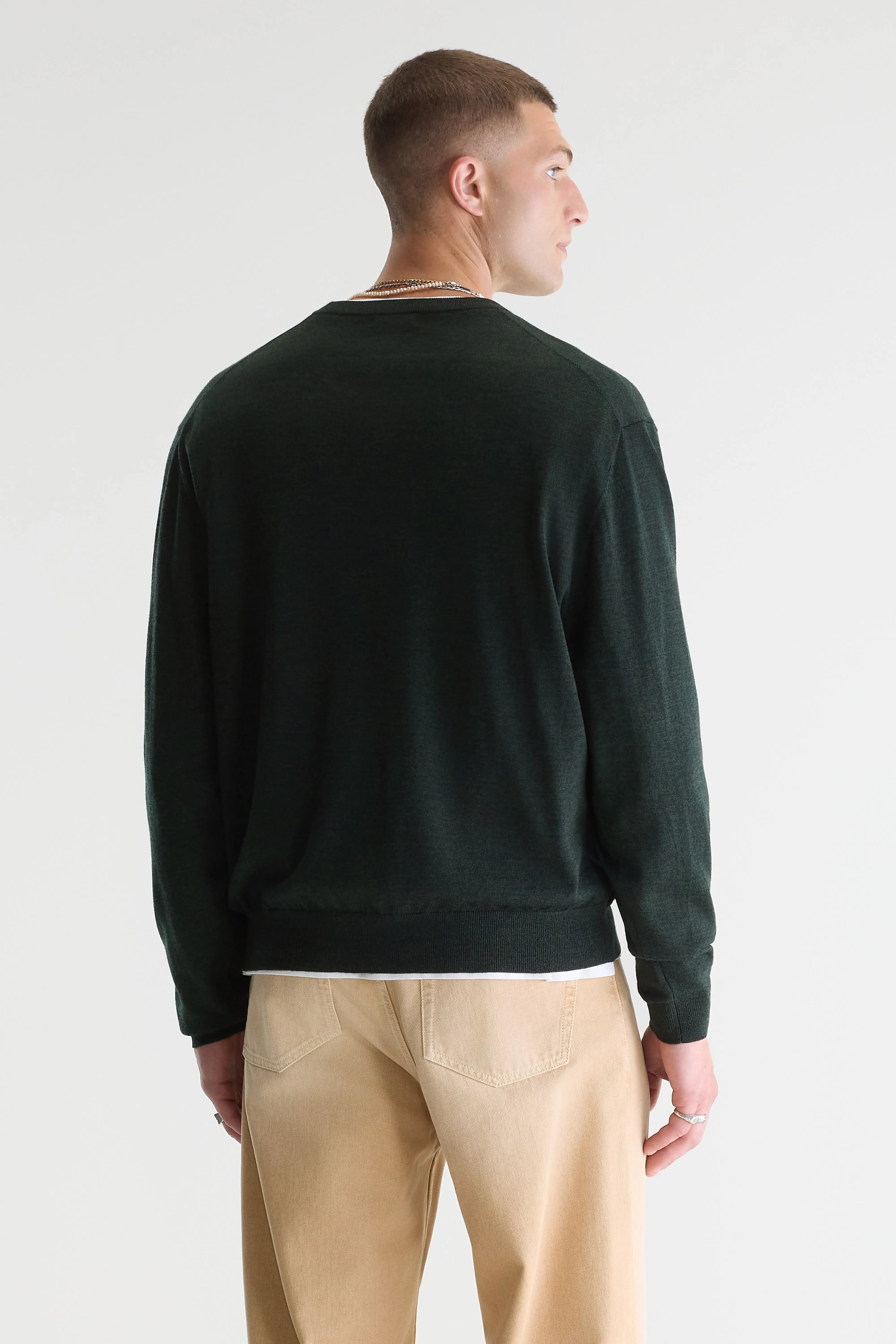 Dilwy trui met V-hals (261 / M / DARK OLIVE)