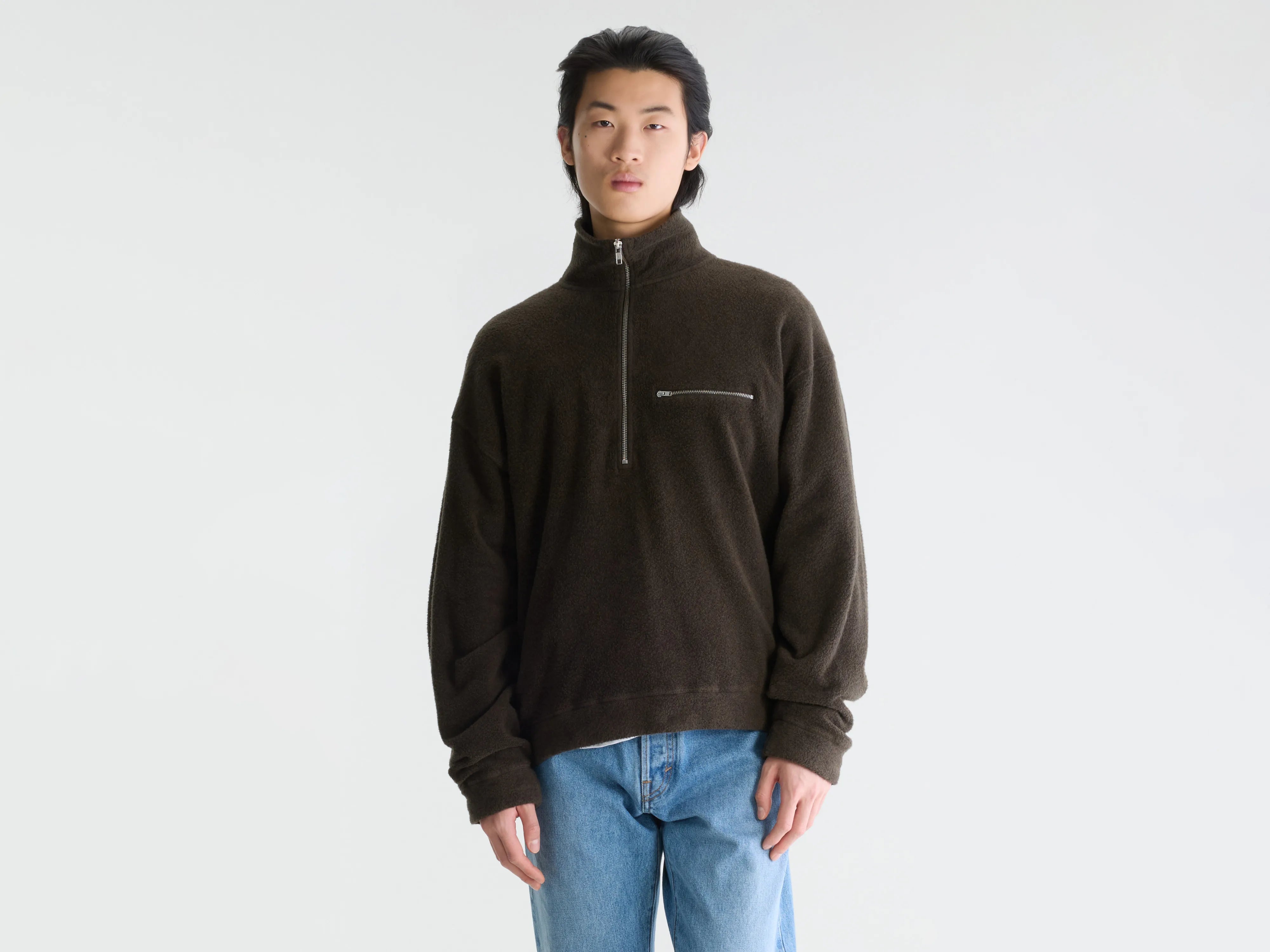 Maber zipped-collar sweatshirt (262 / M / DARK BROWN)
