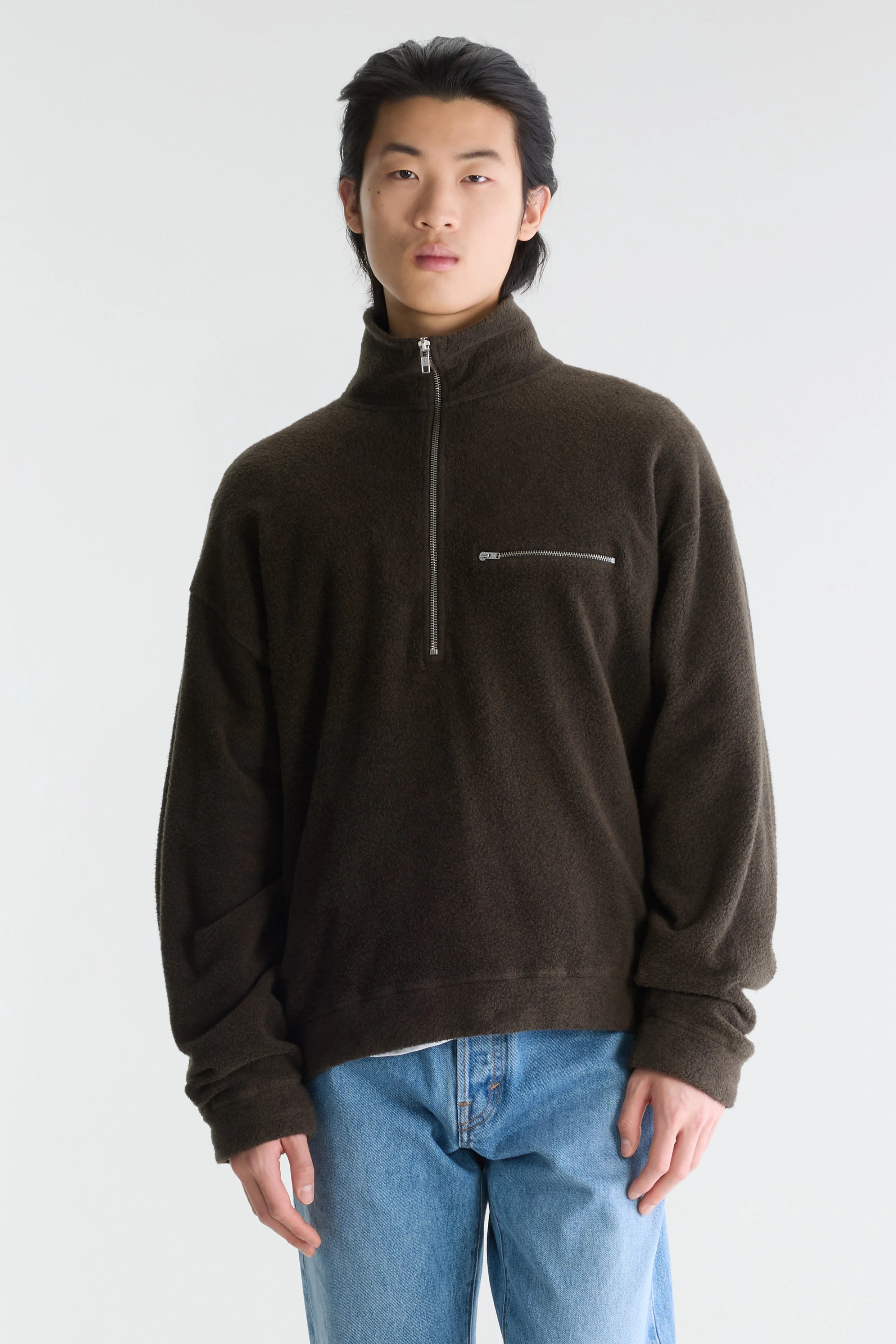 Maber zipped-collar sweatshirt (262 / M / DARK BROWN)
