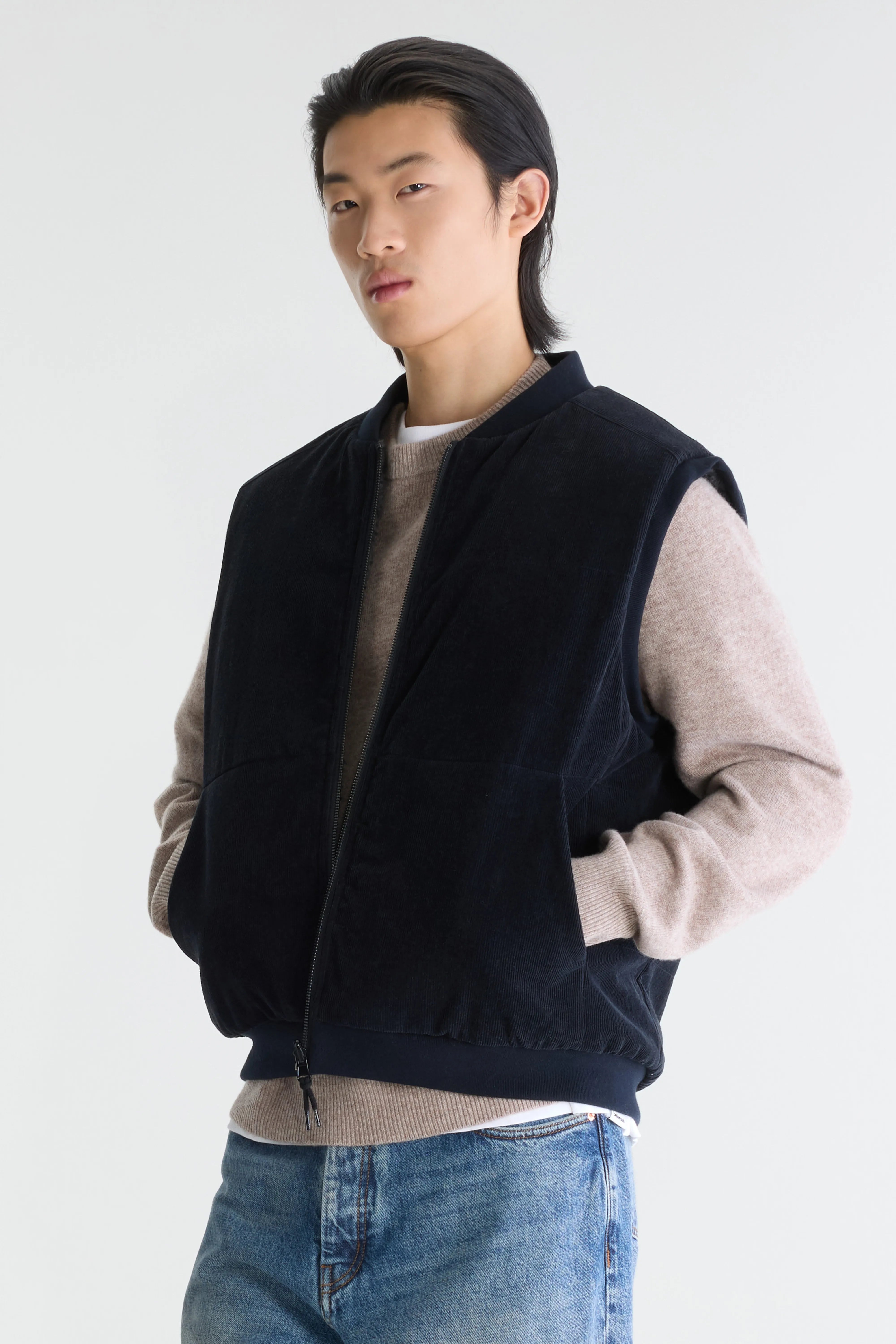 Jocko cotton-linen bodywarmer (262 / M / NAVY)