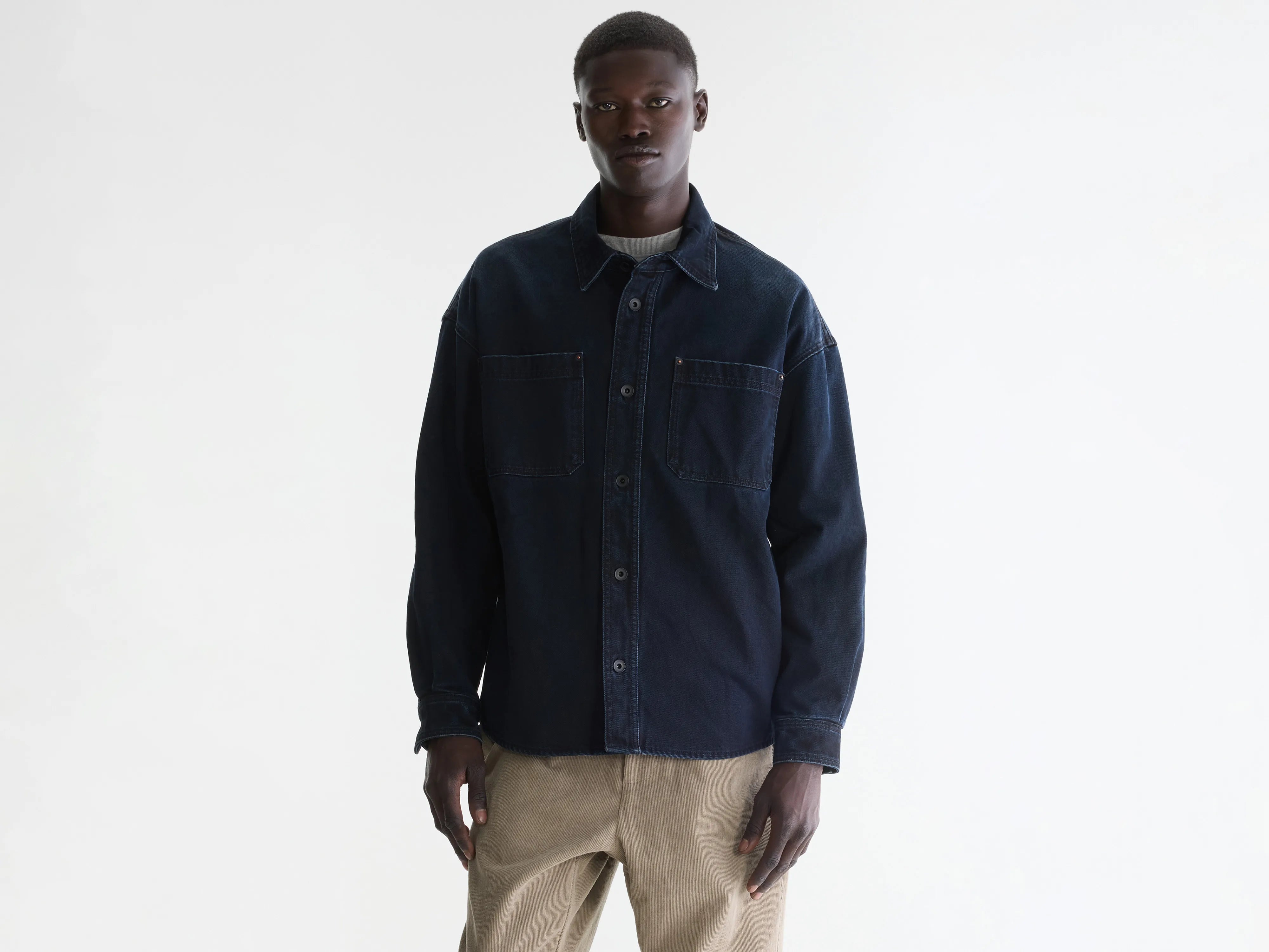 Poak relaxed overshirt (262 / M / BK BLUE RINSE)