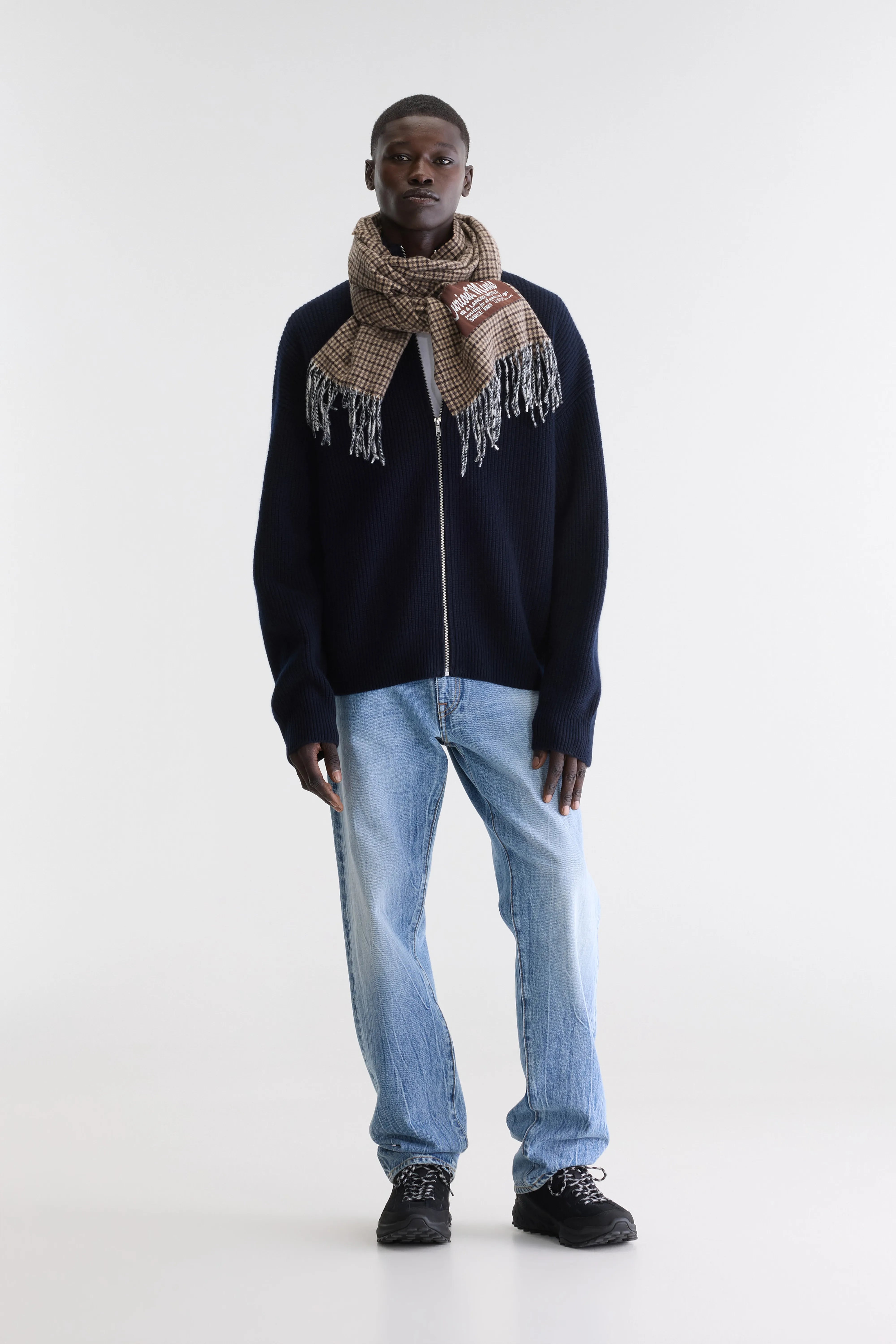 Dorzip cardigan met opstaande kraag (262 / M / NAVY)