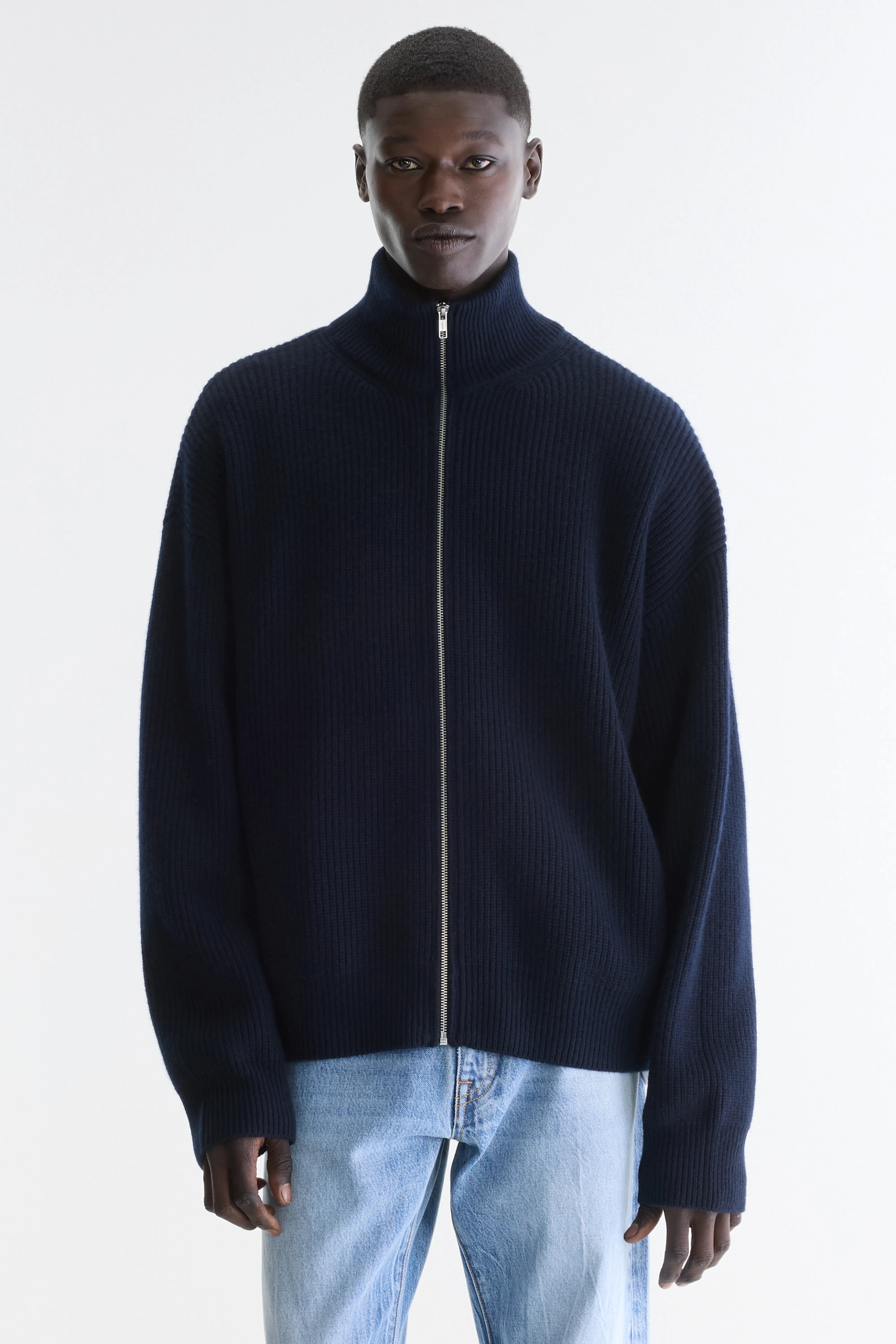 Dorzip cardigan met opstaande kraag (262 / M / NAVY)