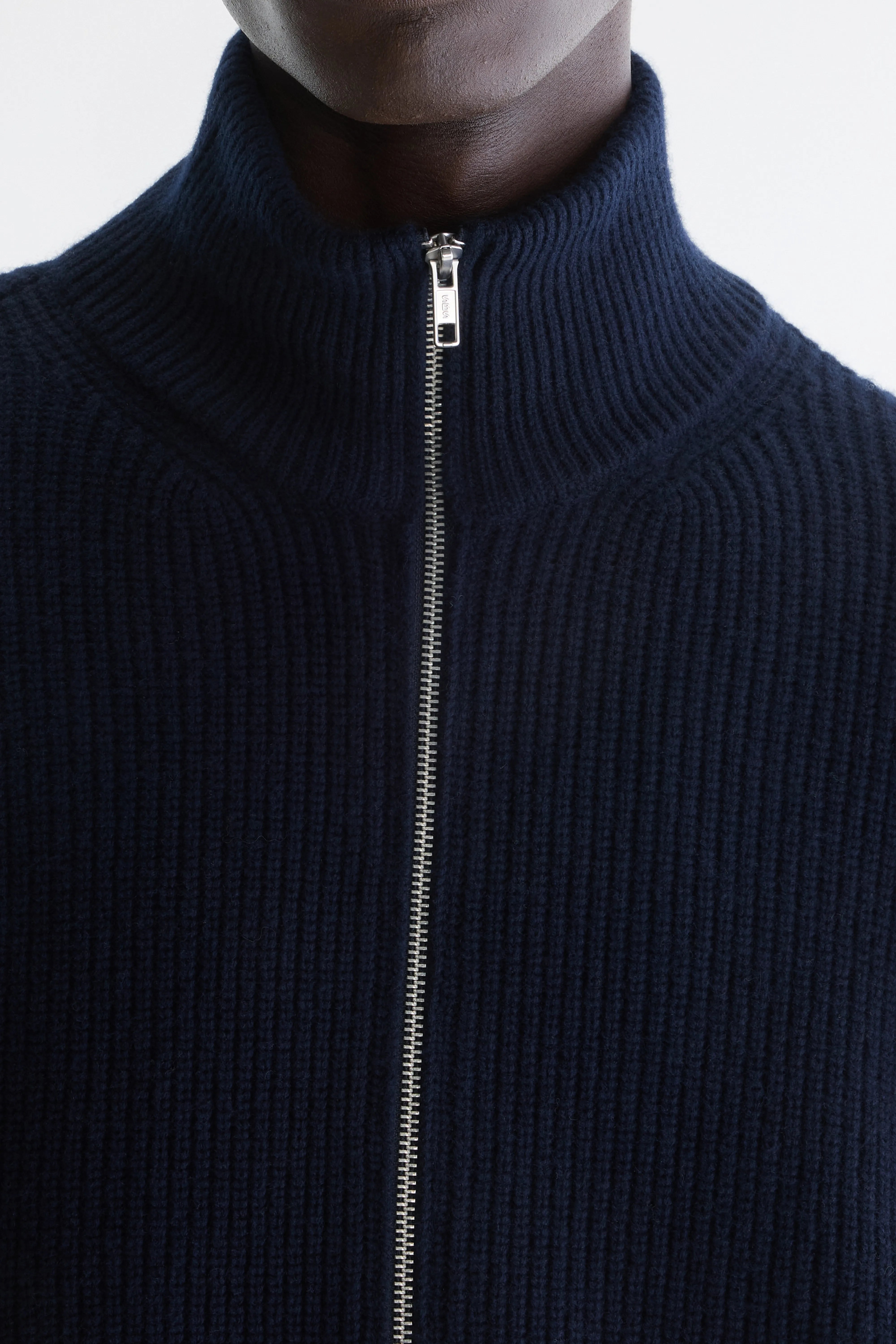Dorzip cardigan met opstaande kraag (262 / M / NAVY)