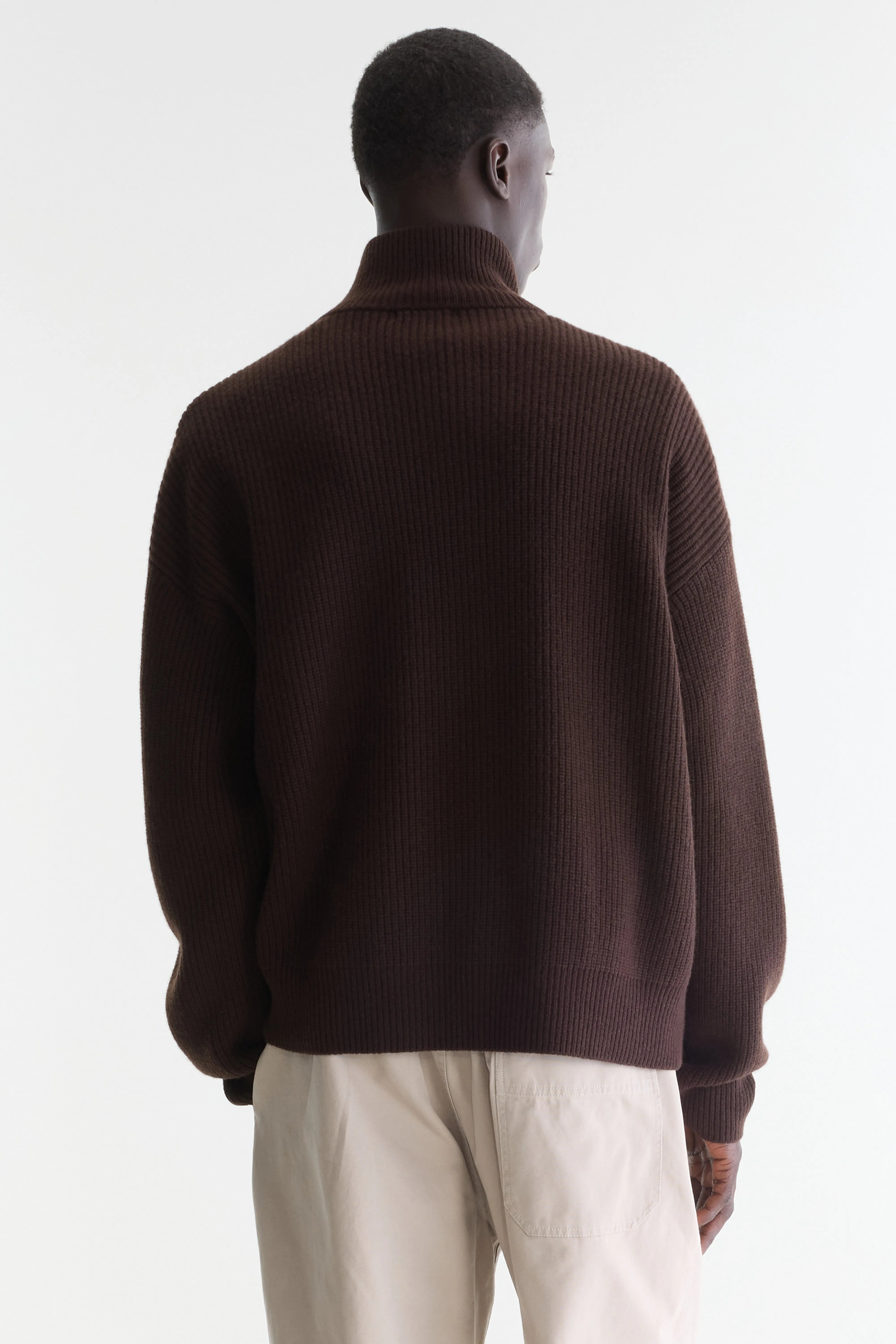 Dorzip mock-neck cardigan (262 / M / DARK ROAST)