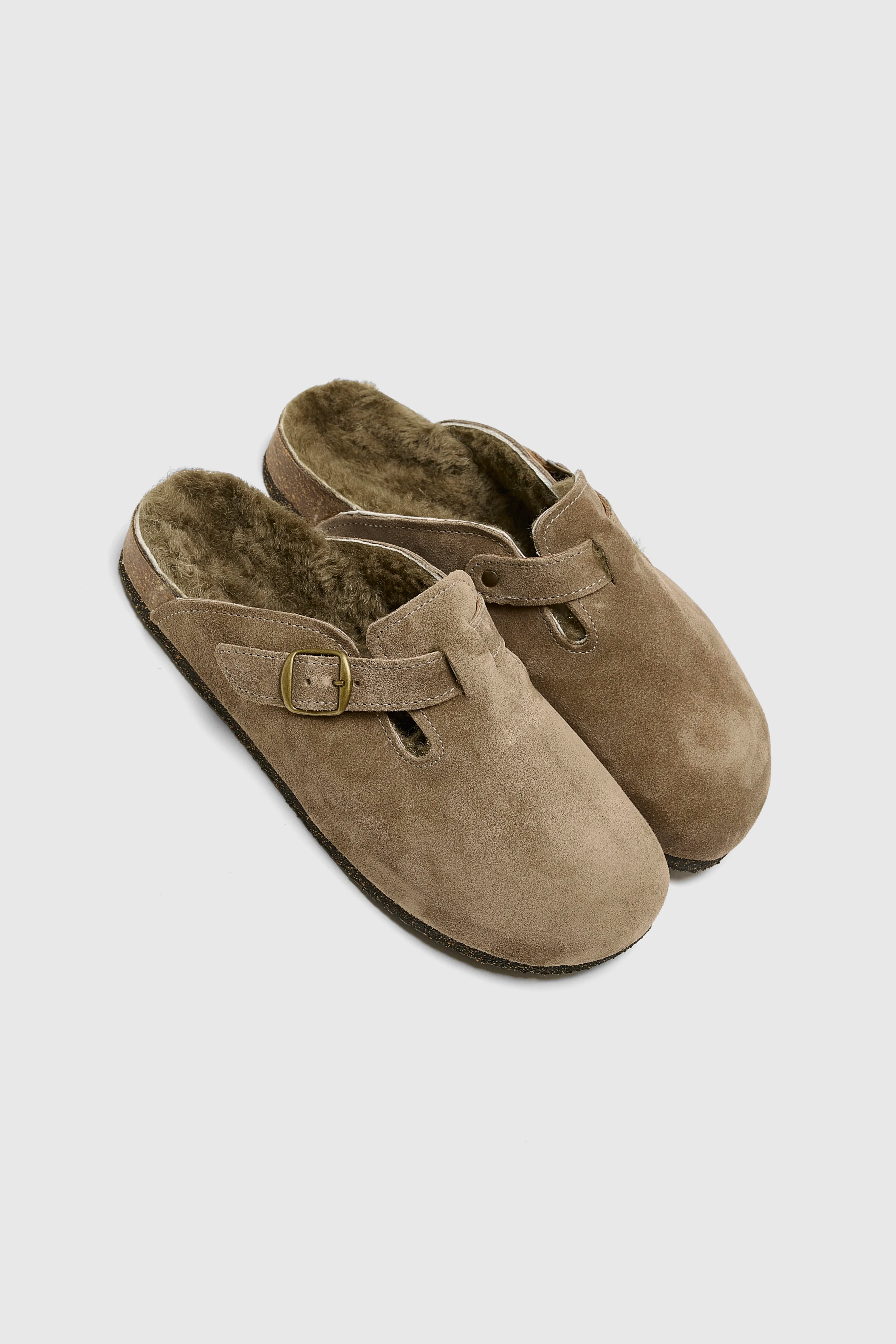 Sabots en velours taupe (242 / W / KHAKI)