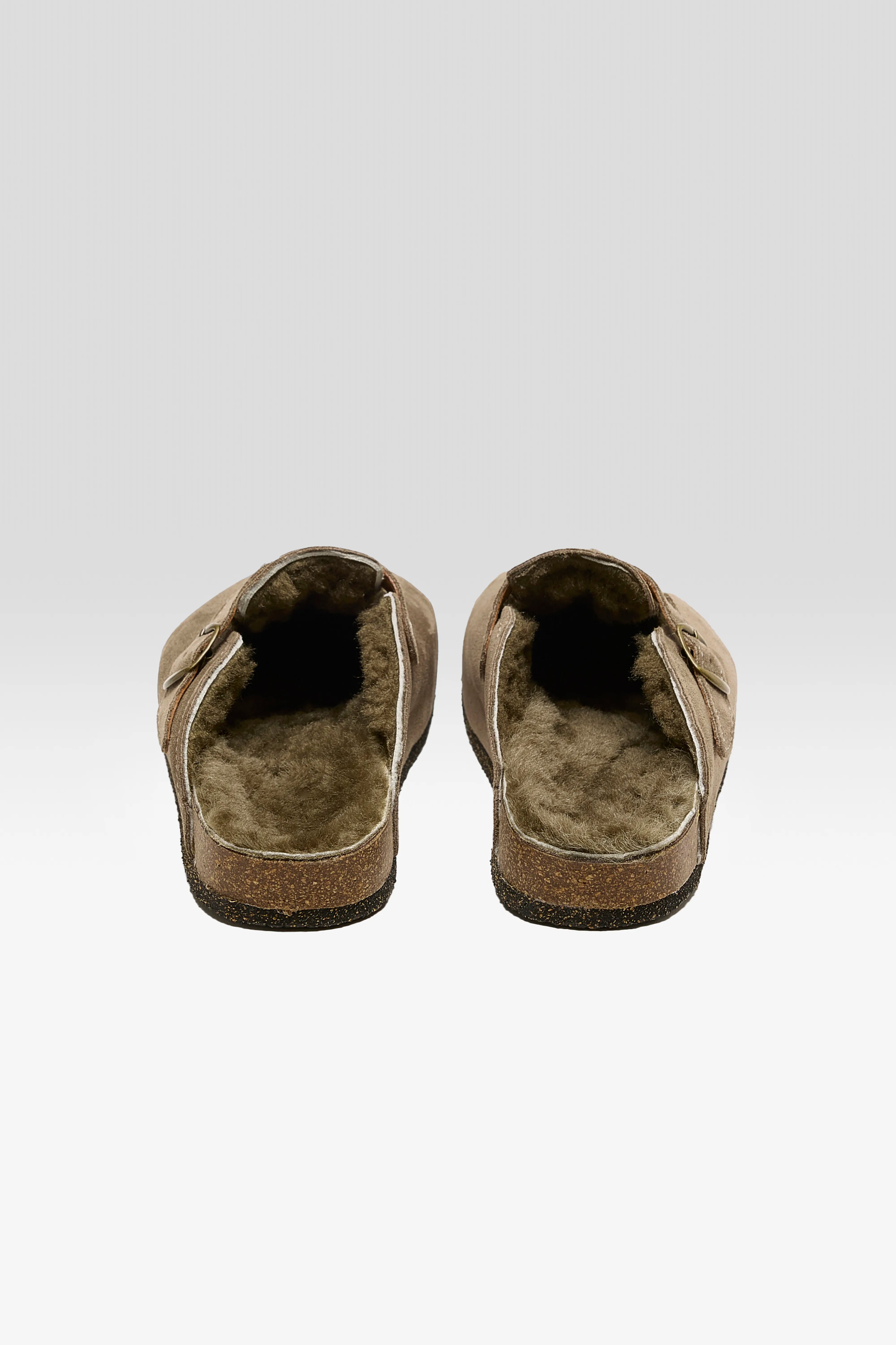 Sabots en velours taupe (242 / W / KHAKI)