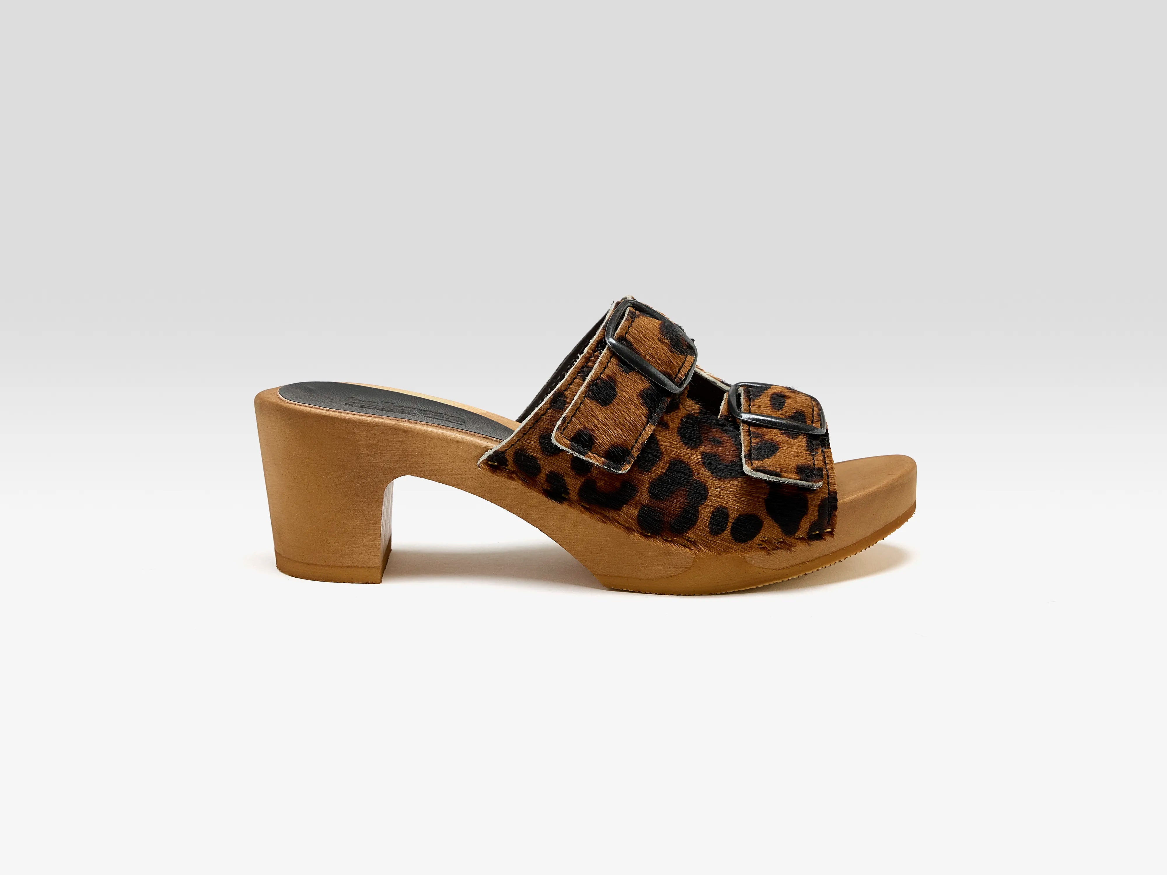Guepard Leather Heel Sandals (251 / W / BROWN)