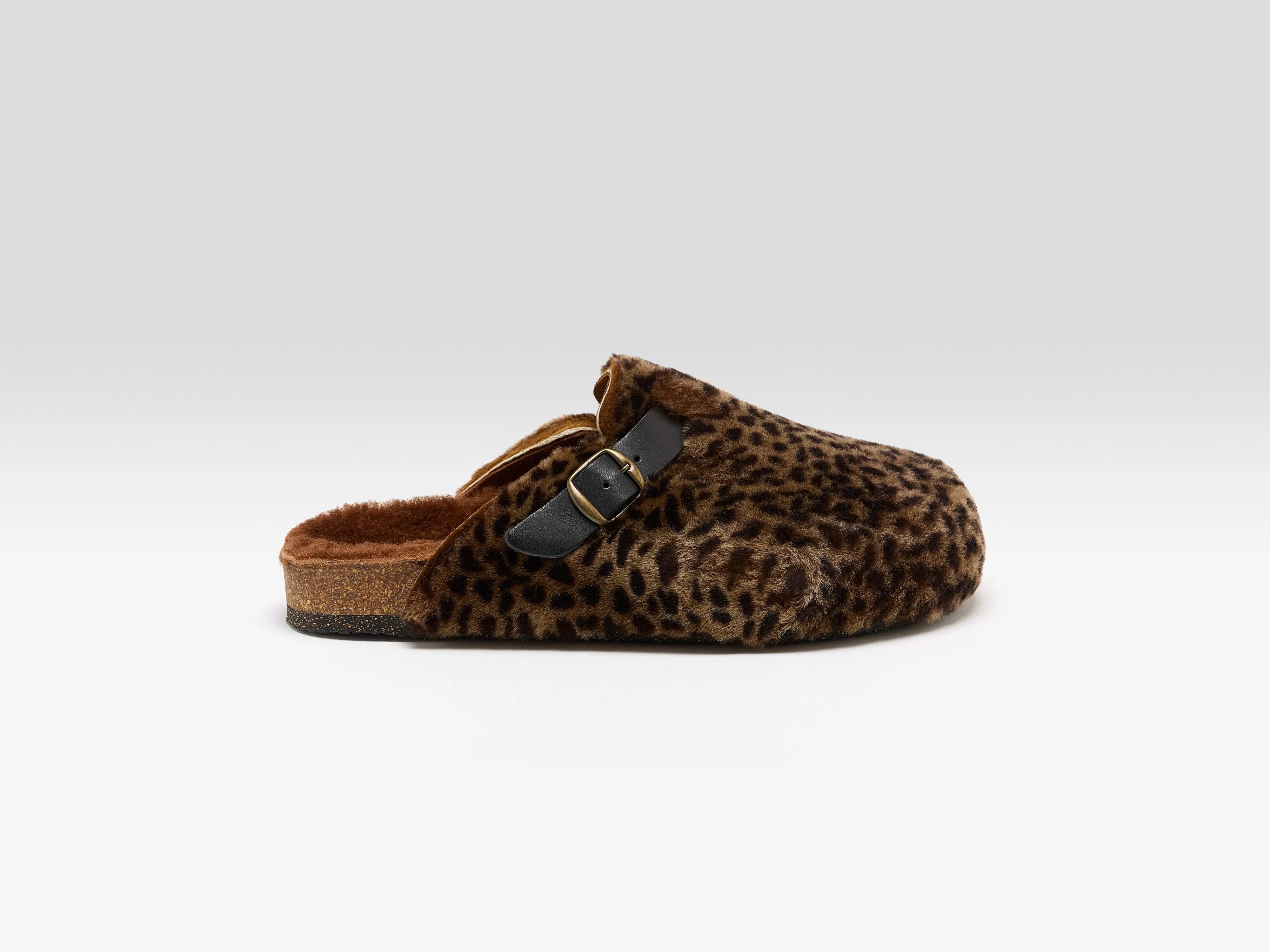 Leopard Sheepskin Clogs  (252 / W / BROWN)